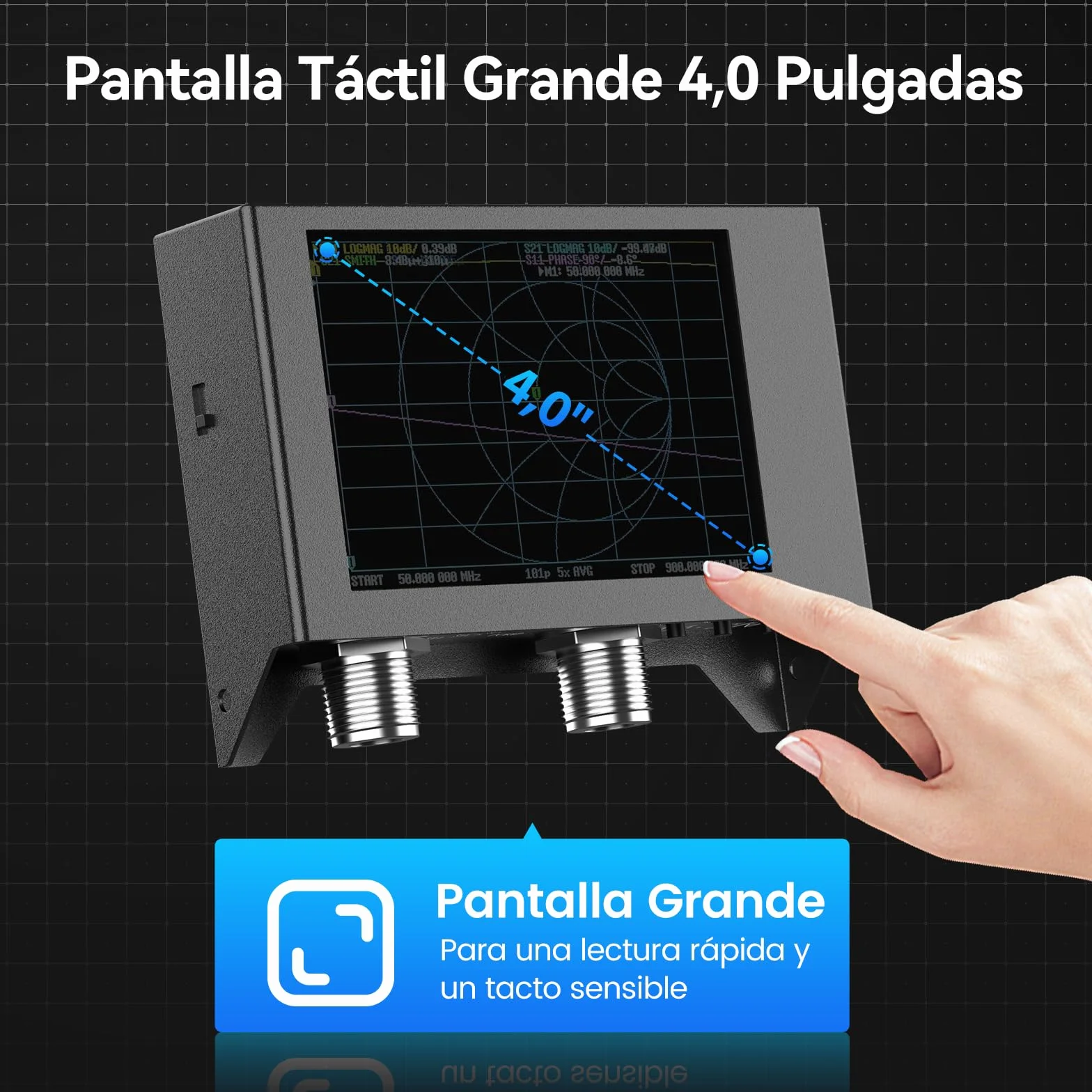 Seesii NanoVNA SAA-2N Analizador de Antenas, Analizador Vectorial de Redes 4 Pulgadas 50KHz-3GHz, HF VHF UHF para Parámetros S y Chart Smith con Bolsa Portátil