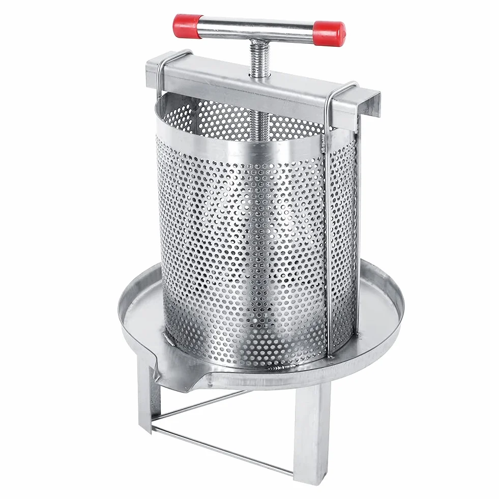 Yctze Manual de Acero Inoxidable Manual de Miel y Herramienta de Prensa de Cera para Apicultura con filtro: Miel Doméstica Multifuncional y Extractor de Cera