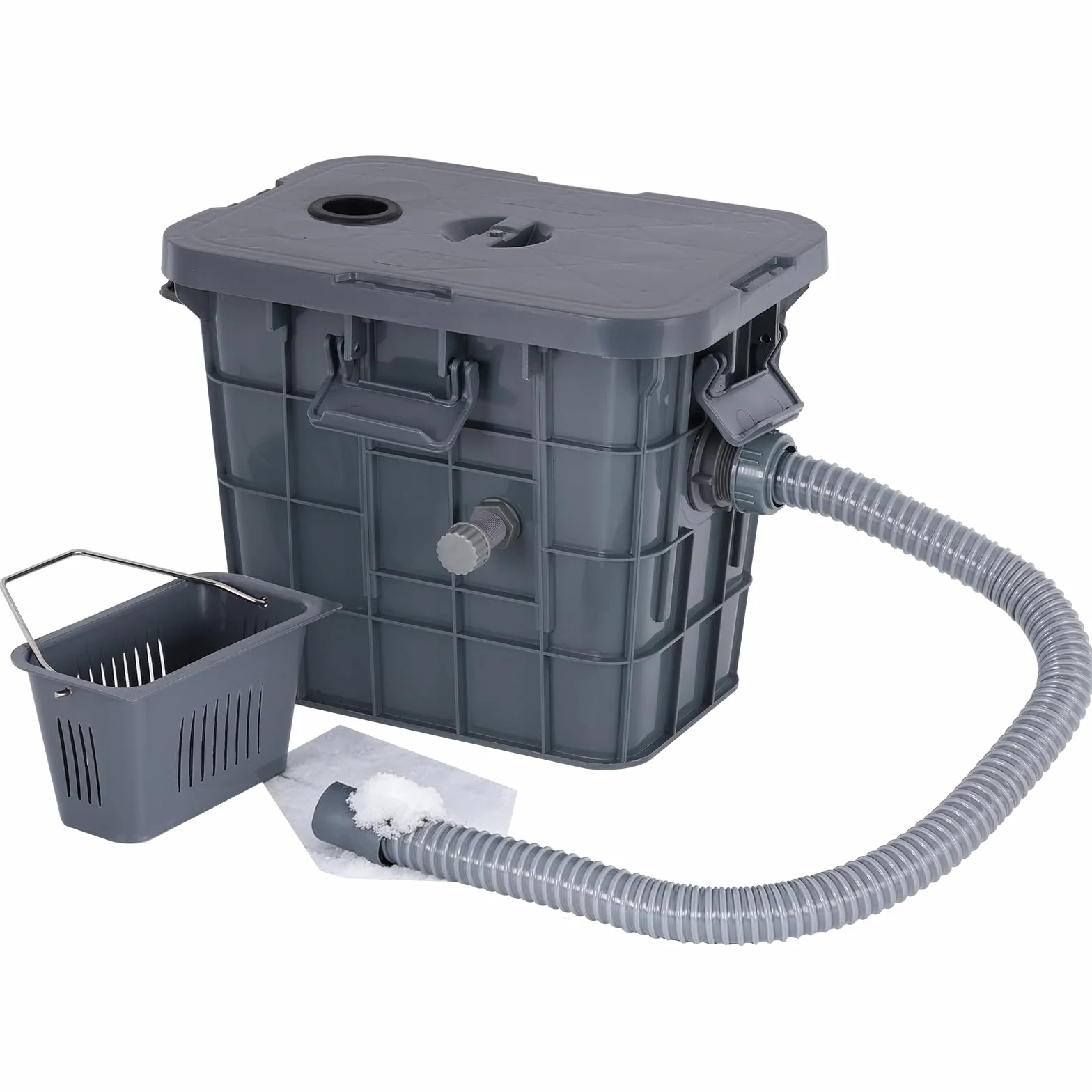 YUCHENGTECH Trampa de grasa comercial de polipropileno de 22 L, separador de filtro de aceite de agua con 1 entrada superior para el hogar, restaurante, comedor, fregadero de cocina con deflectores