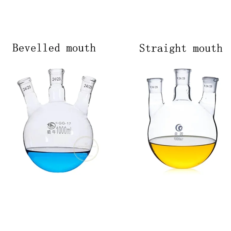 Frasco de vidrio para laboratorio, 1 matraz de destilación de vidrio de tres cuerpos de 50 ml/100 ml/250 ml/500 ml/1000 ml/2000 ml.(1000ml 24x3)