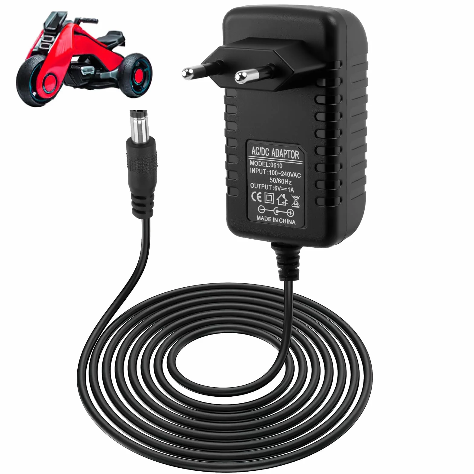 Cargador de Vehículo Eléctrico para Niños 6V 1A Conector 5,5 mm * 2,5 mm