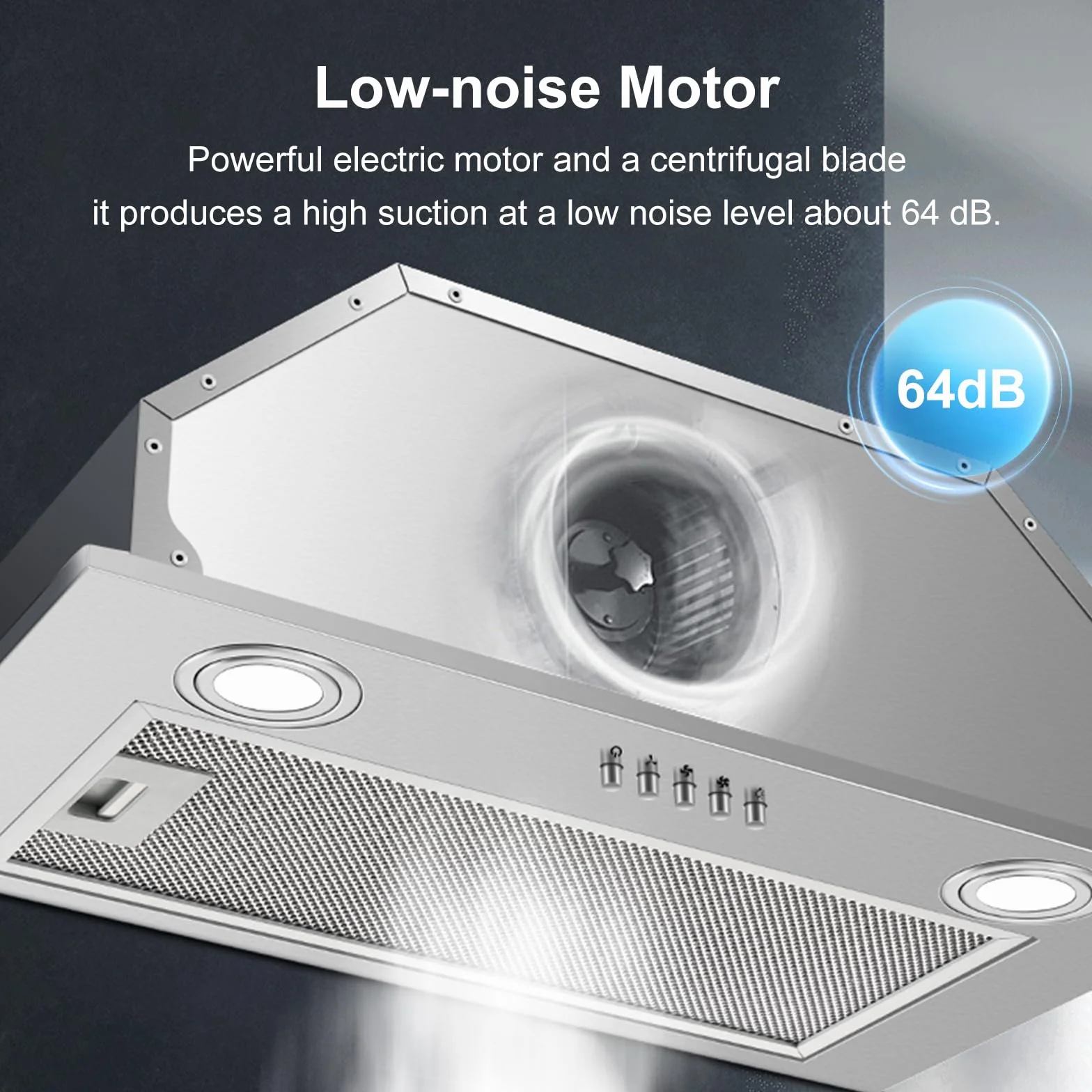 Campana Extractora Encastrable 52cm 300m³/h Acero Inoxidable LED