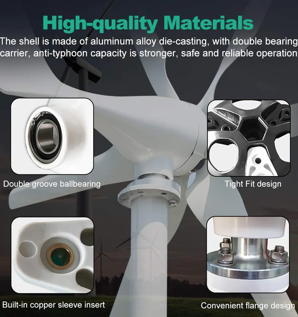 800W Generador de Turbina Eólica, 12V 24V Aerogeneradores 3 palas con mppt Controlador de viento Kit para carga marina doméstica (24, Voltios)