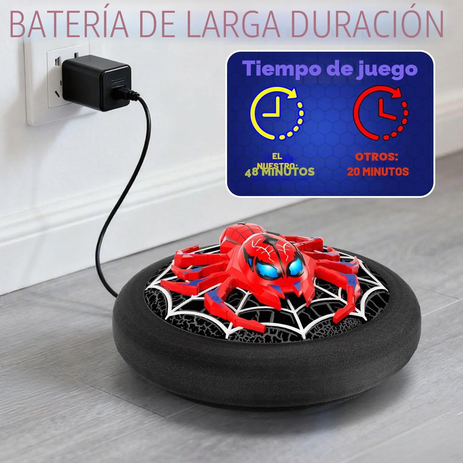 Spider Balón de Fútbol Flotante LED con Batería Recargable, Balón de Propulsión de Aire para Niños 3-8 Años