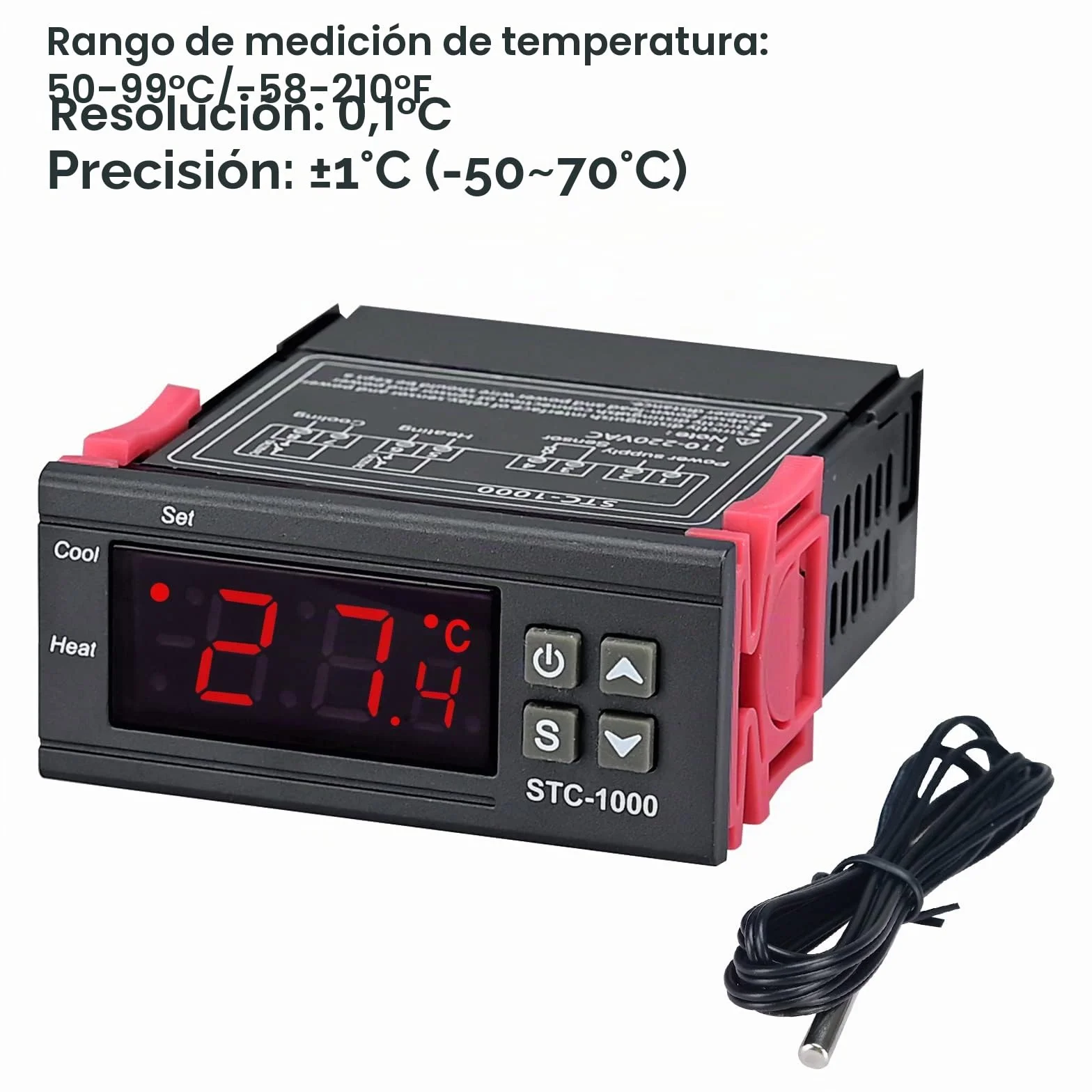 STC-1000 Controlador digital de temperatura Termostato AC 110-220 V Calefacción Refrigeración con Sonda NTC
