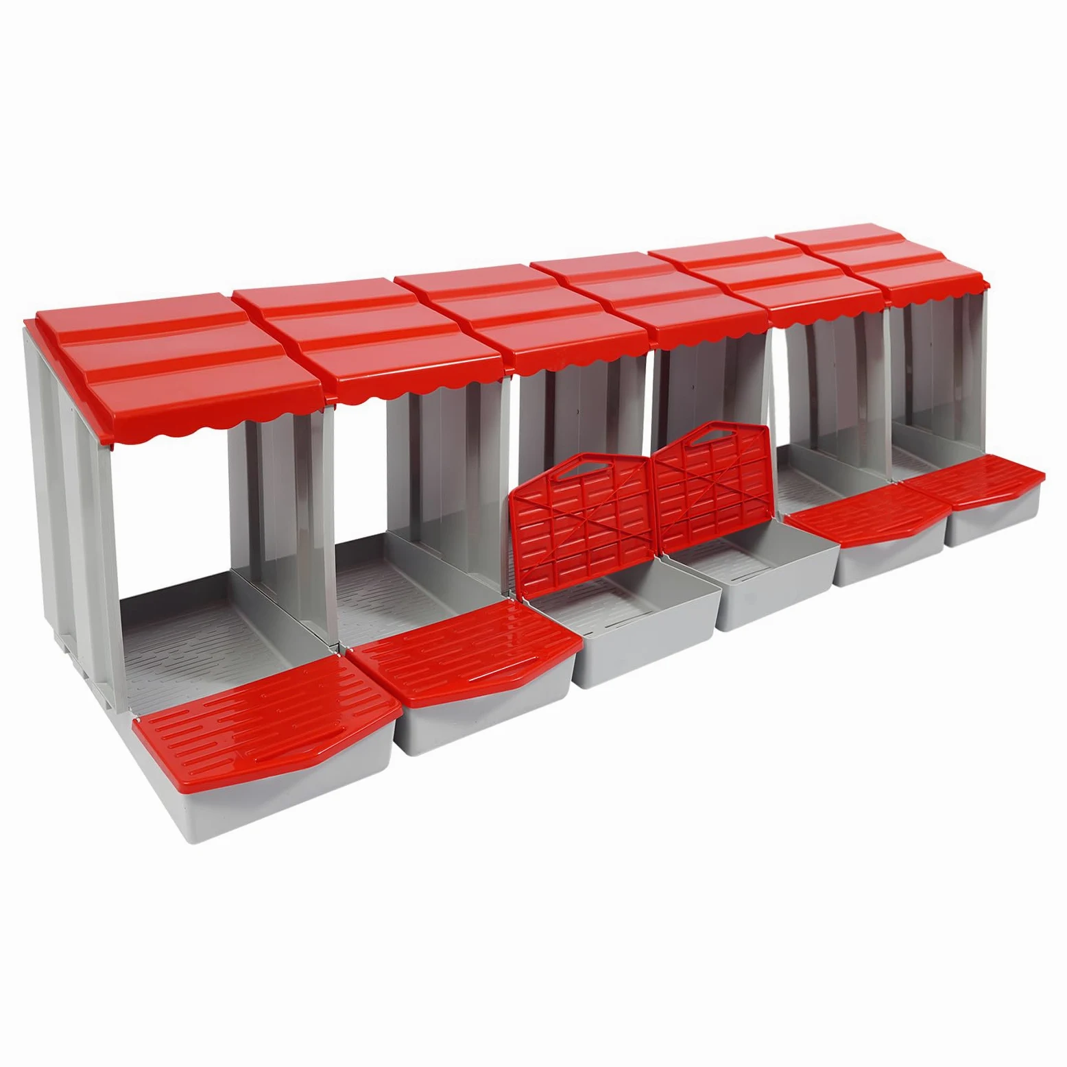 Nido de pollo con 6 cámaras, nido de plástico para montaje en pared, nido de aves de corral para huevos puestos, fácil limpieza (rojo)