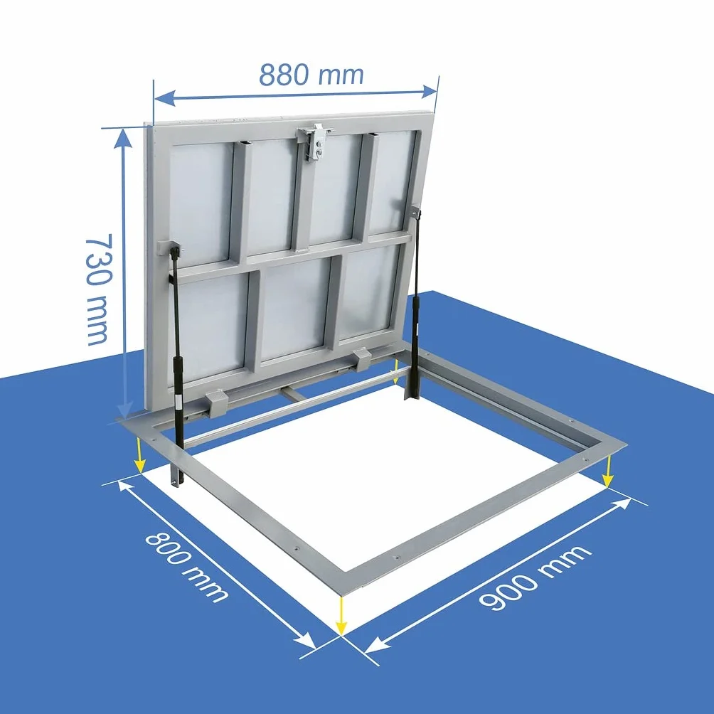 Trampilla de suelo Aluminio 800 mm x 900 mm(P) Tapa de Registro Tapa de Pozo Puerta de Inspección Tapa de Escotilla