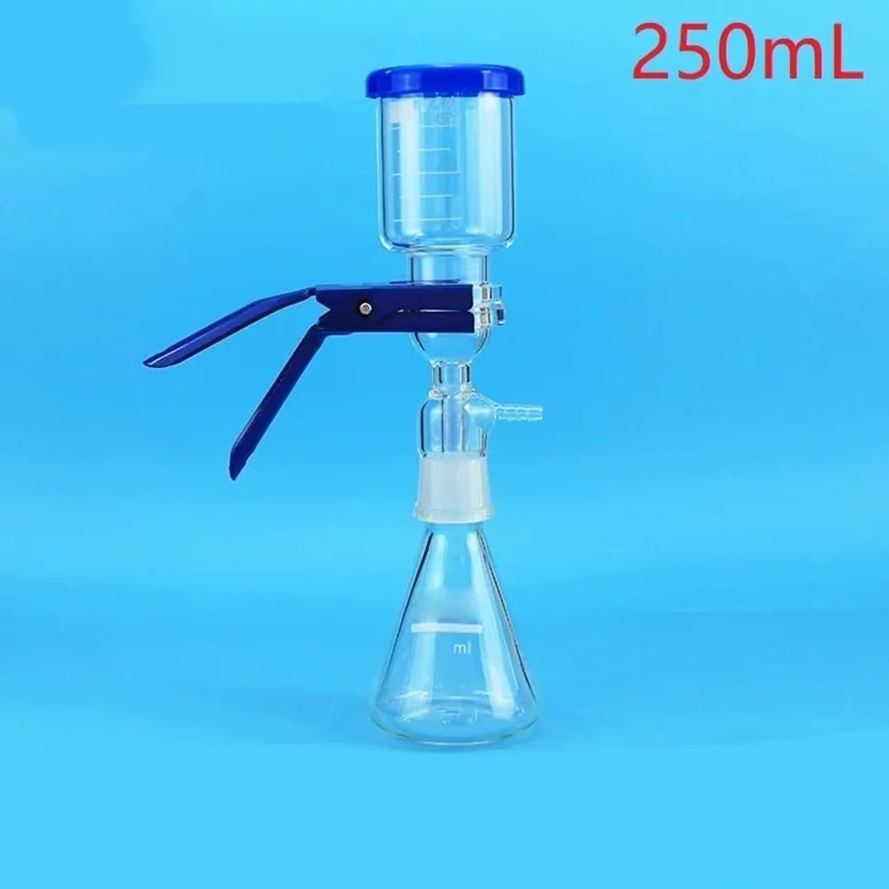 Prueba de vidrio, Aparato de vacío, vidrio, núcleo de arena, tubo de goma, matraz de 250 ml, laboratorio