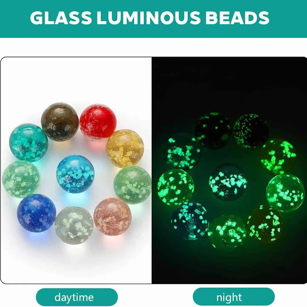 Canicas de Cristal Coloridas con Ojos de Gato 16 mm Brillan en la Oscuridad 30 Piezas