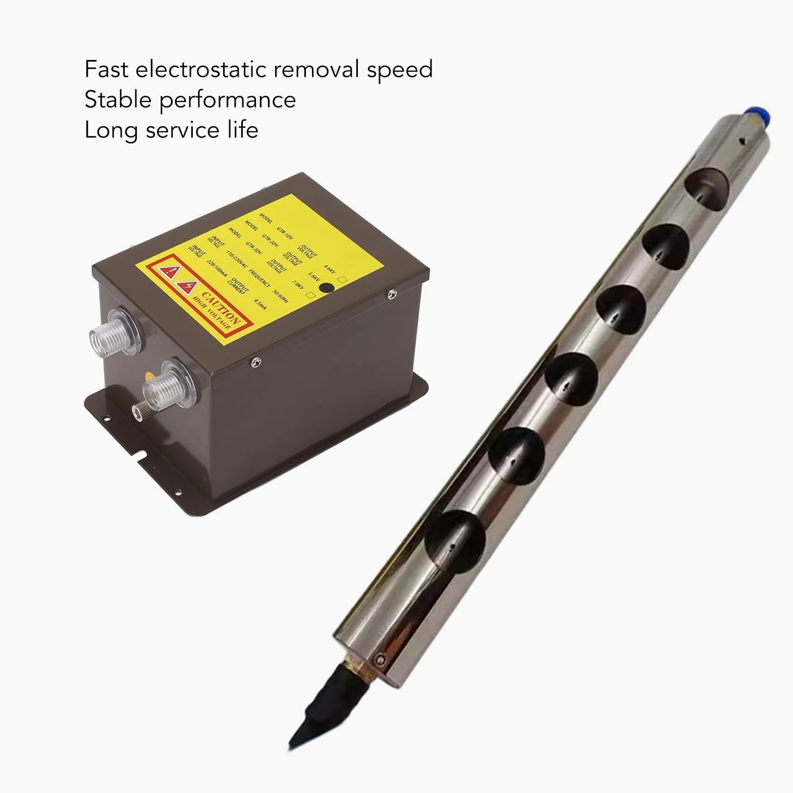 KIMISS Generador de Voltaje de Barra de Aire Ionizante 5.6kV - Ionizador Antiestático de Doble Salida para Eliminación Estática (EU Enchufe 220-240V, 20-55 ℃, predeterminado 42)