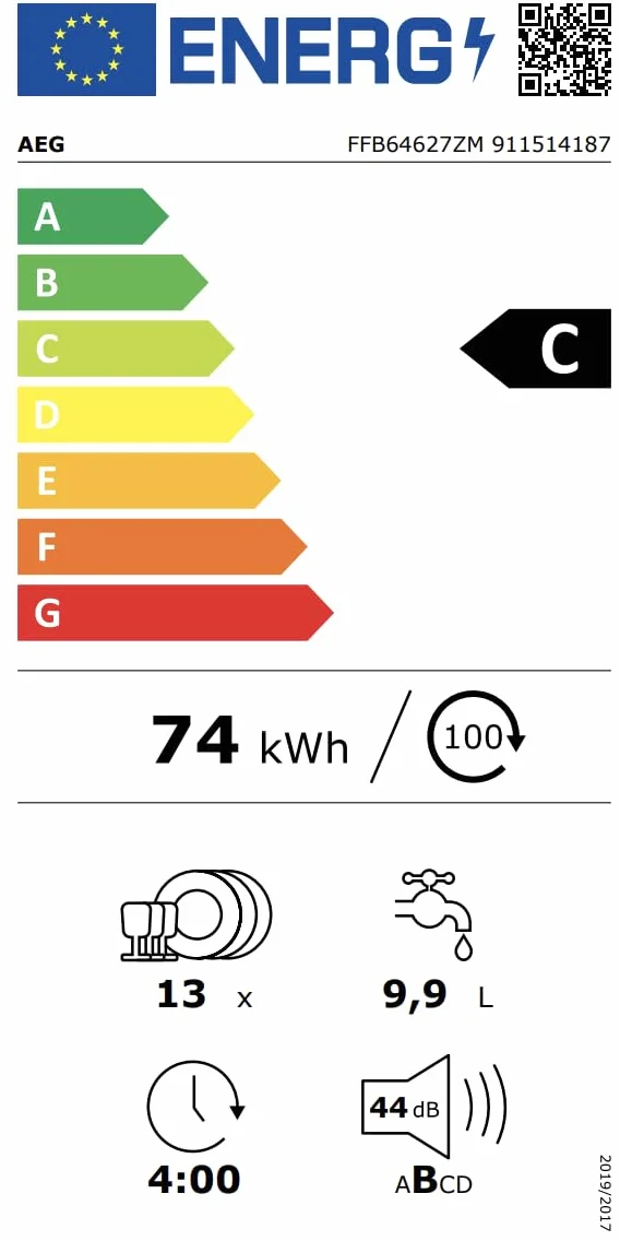 AEG Lavavajillas Libre Instalación FFB64627ZM 60 cm 13 Cubiertos AirDry Display XL Cesto Quicklift 44 dB Inox