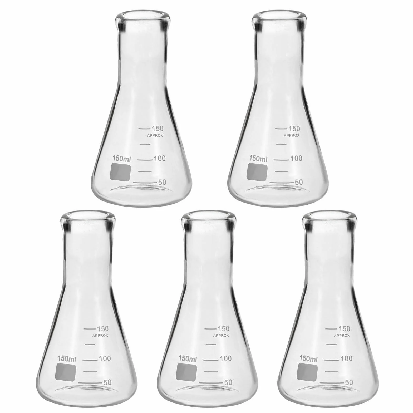 8 Piezas 25ml Matraz Erlenmeyer de Vidrio Borosilicato - Cuello Estrecho Graduado para Experimentos de Laboratorio(5pcs,100ml/3oz)