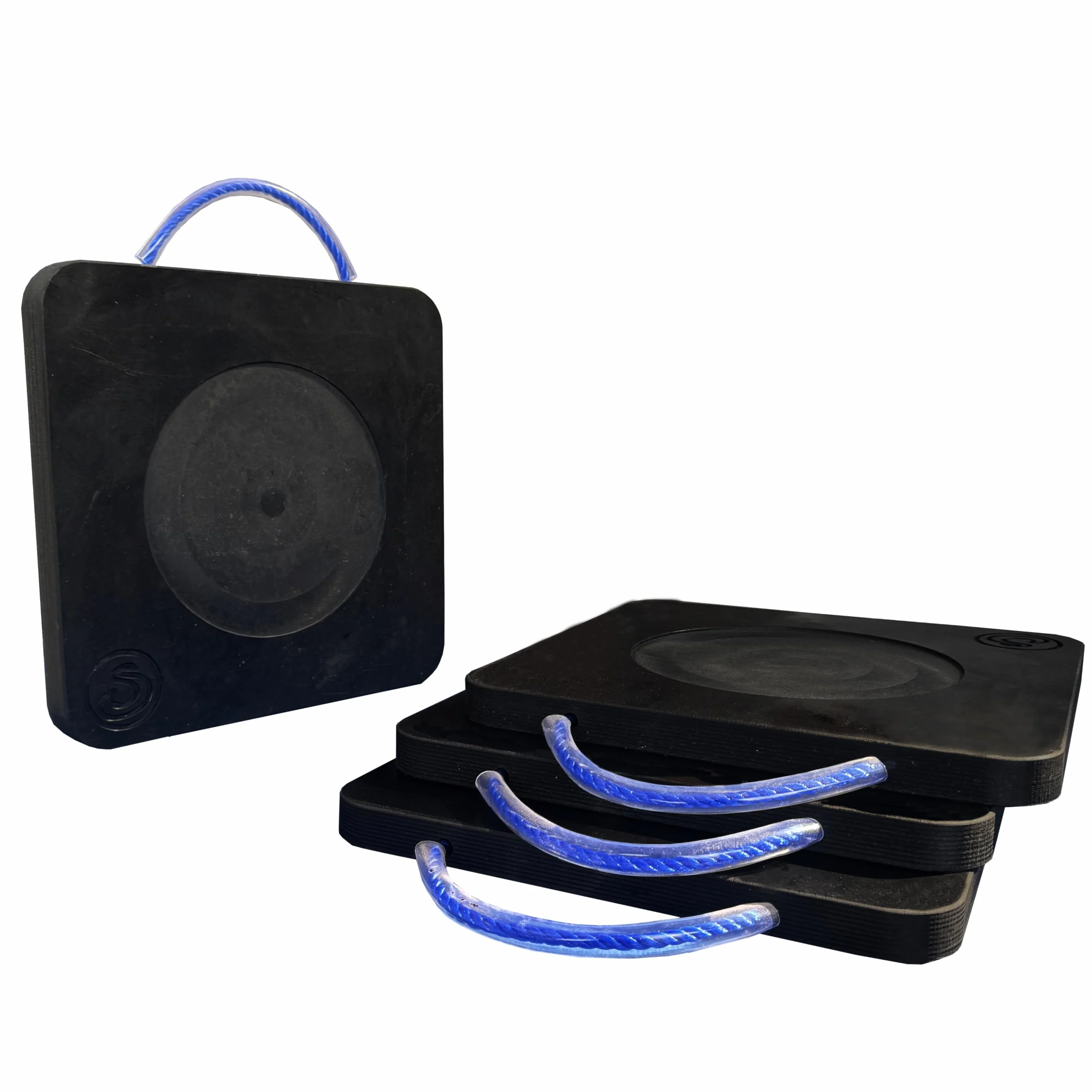 Kit de 4 estribos de 60 x 60 x 6 cm para estabilizadores de grúa, bases de apoyo para grúa, de polietileno negro, fáciles de transportar (600 x 600 mm de grosor y 60 mm de grosor)