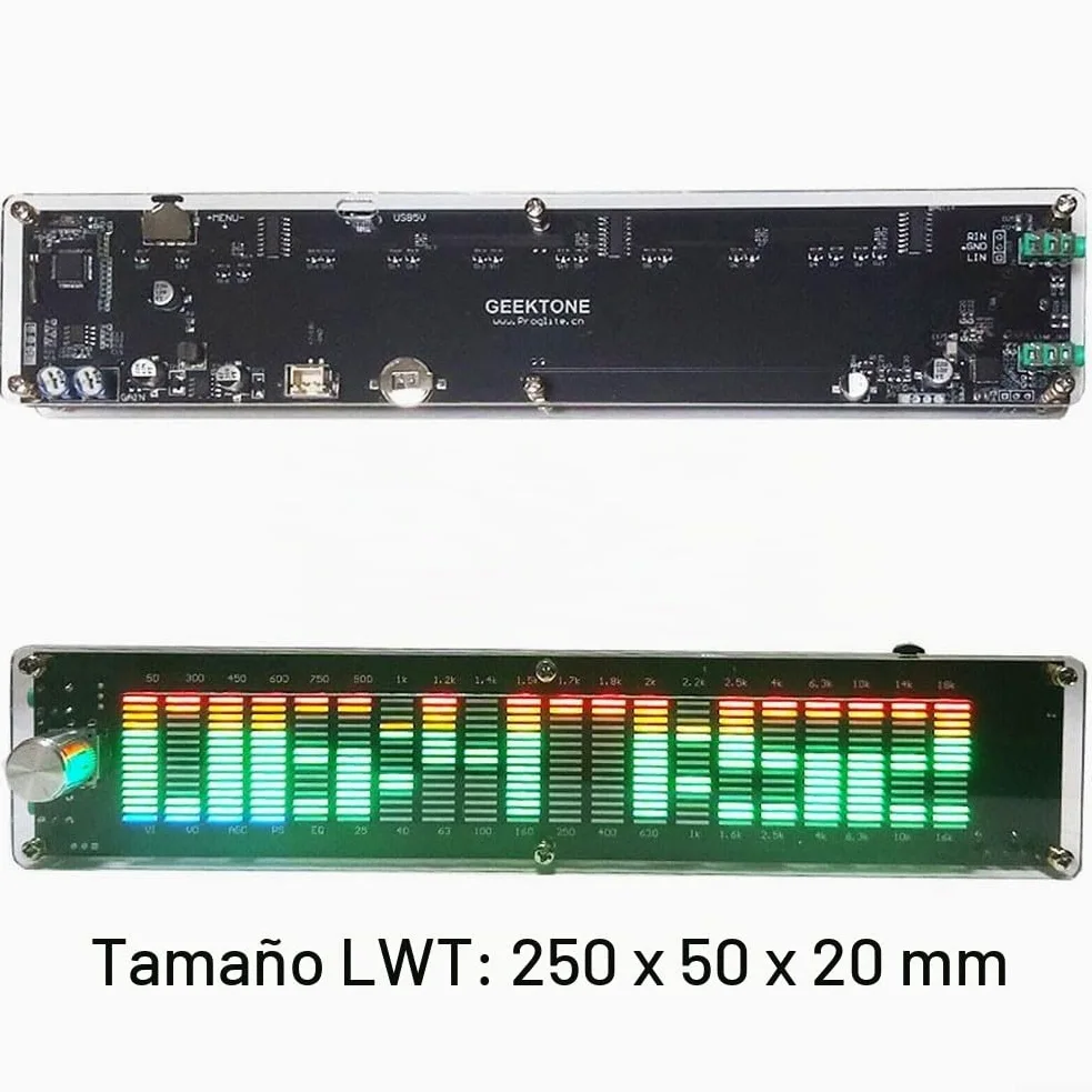 Pantalla LED de nivel de audio, indicador de espectro de música, ecualizador para DSP, analizador de espectro de audio de música, medidor de VU, pantalla LED USB (con para DSP)