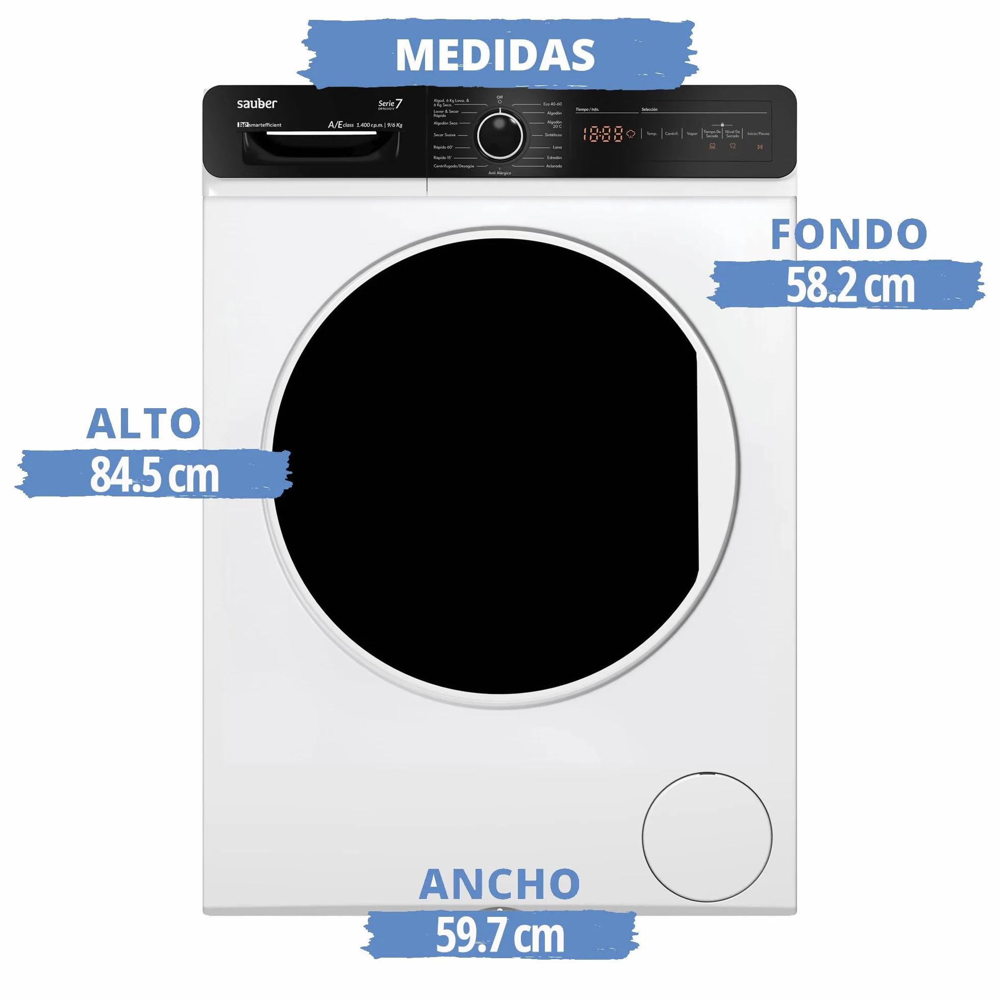 Sauber Lavadora-Secadora SERIE 7 DR96143 9kg Lavado 6kg Secado 1400 RPM A/E Motor Inverter