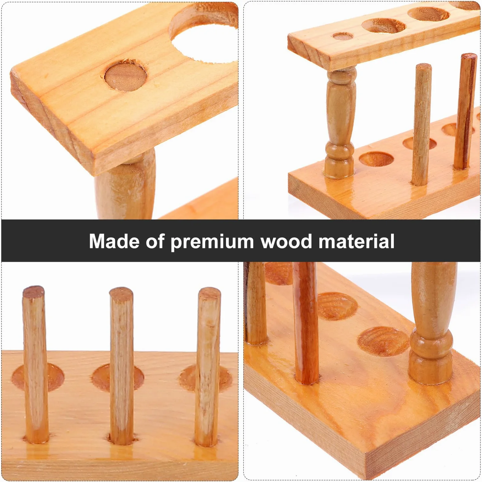 Alipis Porta Tubos de Ensayo de Madera Beige Portátil y Seguro para Laboratorio y Escuela, Estantería Práctica Que No Daña las Manos