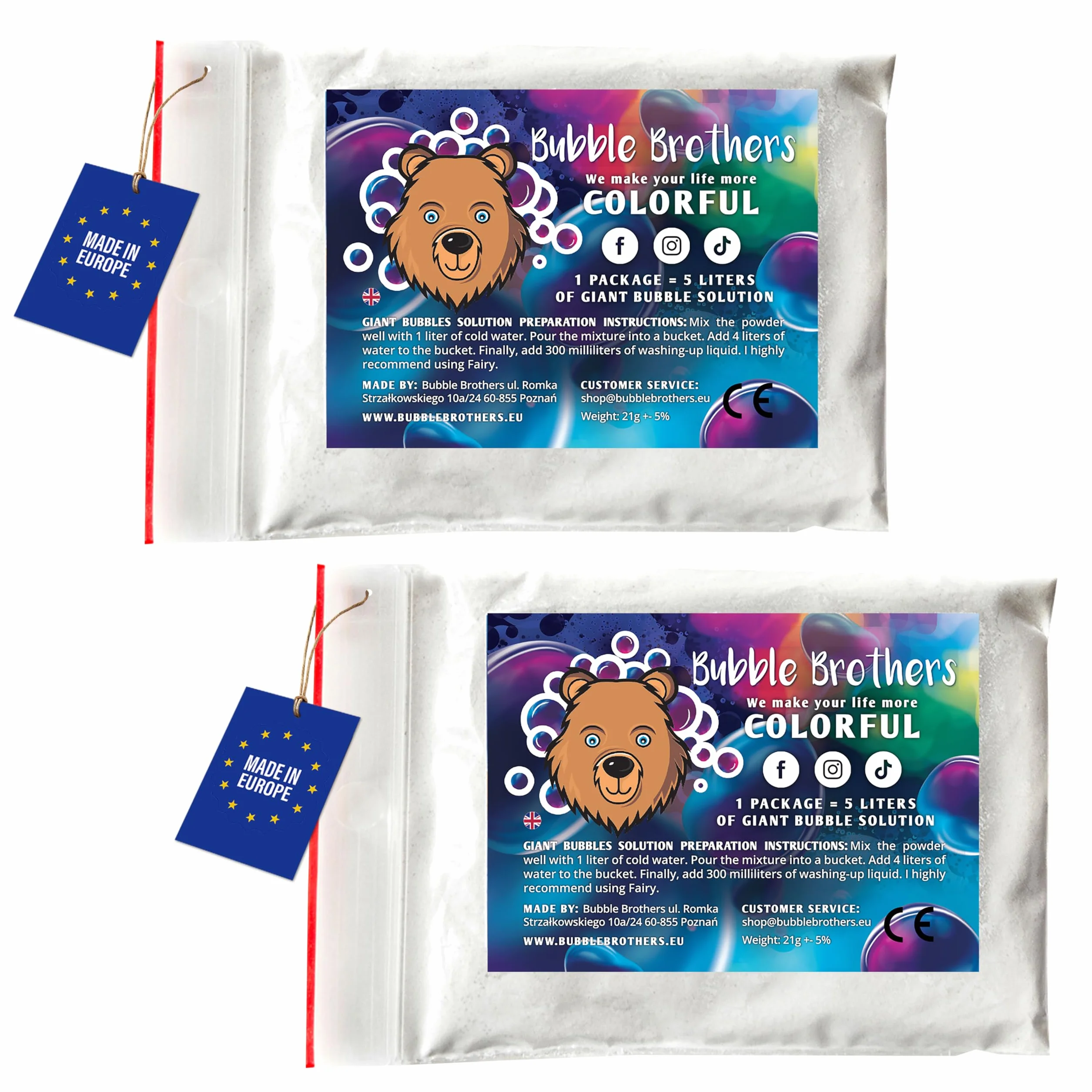 Bubble Brothers Magic Powder 10 litros Solución de Burbujas Grandes Gigante Líquido Extra Fuerte