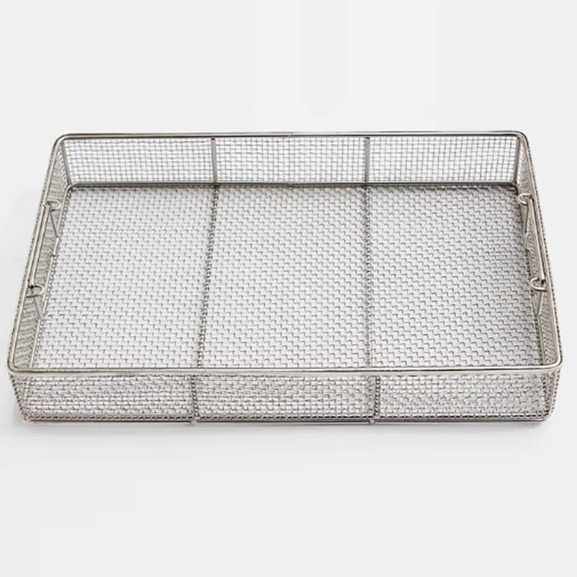 Cesta de esterilización médica de Acero Inoxidable 304, Bandeja de Instrumentos médicos Reutilizable con asa Cestas de esterilización de Instrumentos, para Hospital,35 * 30 * 7cm