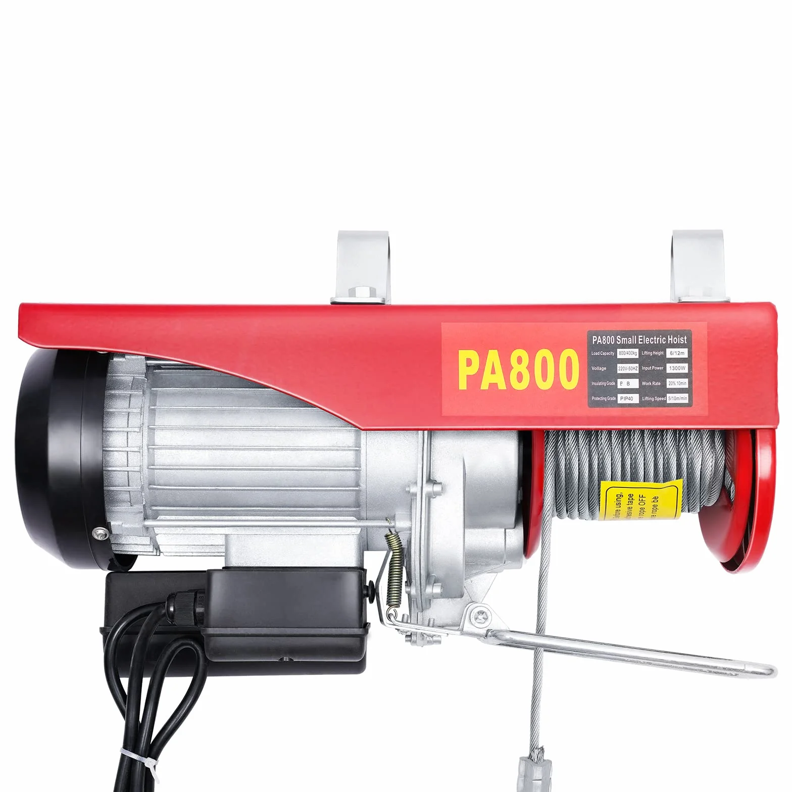 Polipasto eléctrico 800kg, andamio de cabrestante aéreo, Grúa e-Hoist 220V, con dos eslingas Control remoto inalámbrico 80m 12m cuerda de alambre, para Garaje almacén Planta de elevación Planta