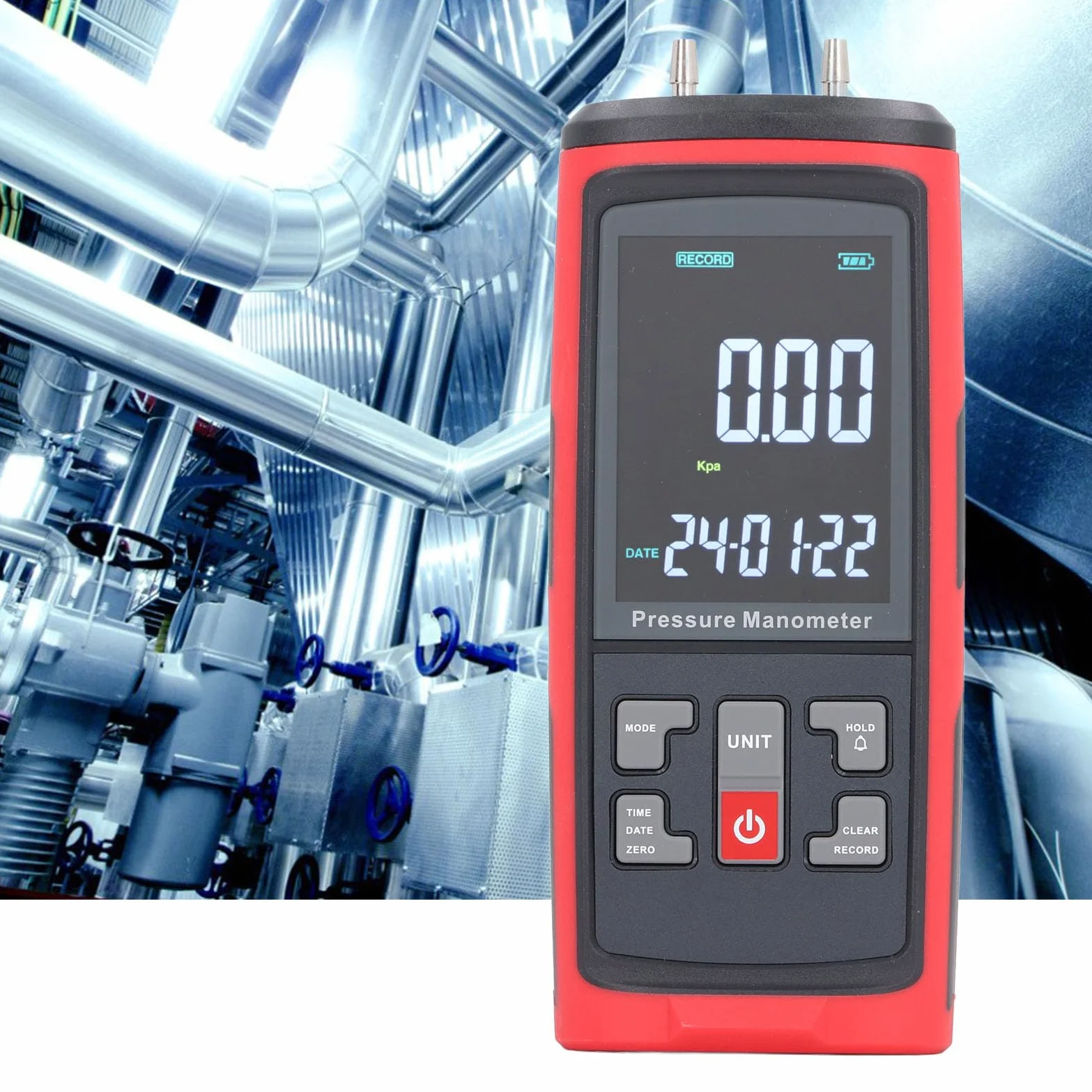 Manómetro de presión digital con registro de datos, manómetro diferencial de alta precisión, probador de presión de aire de doble puerto con rango de ±4 kPa para laboratorios de