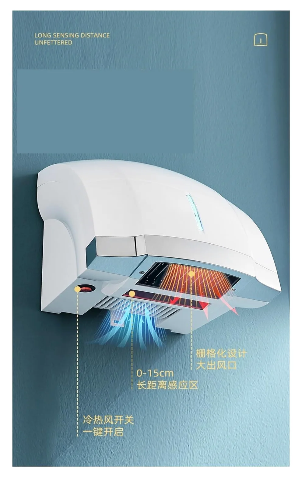 Secador de manos, Secado automático por inducción for teléfono móvil, secador de manos for baño, secador de manos comercial, secador de manos por aire(A)