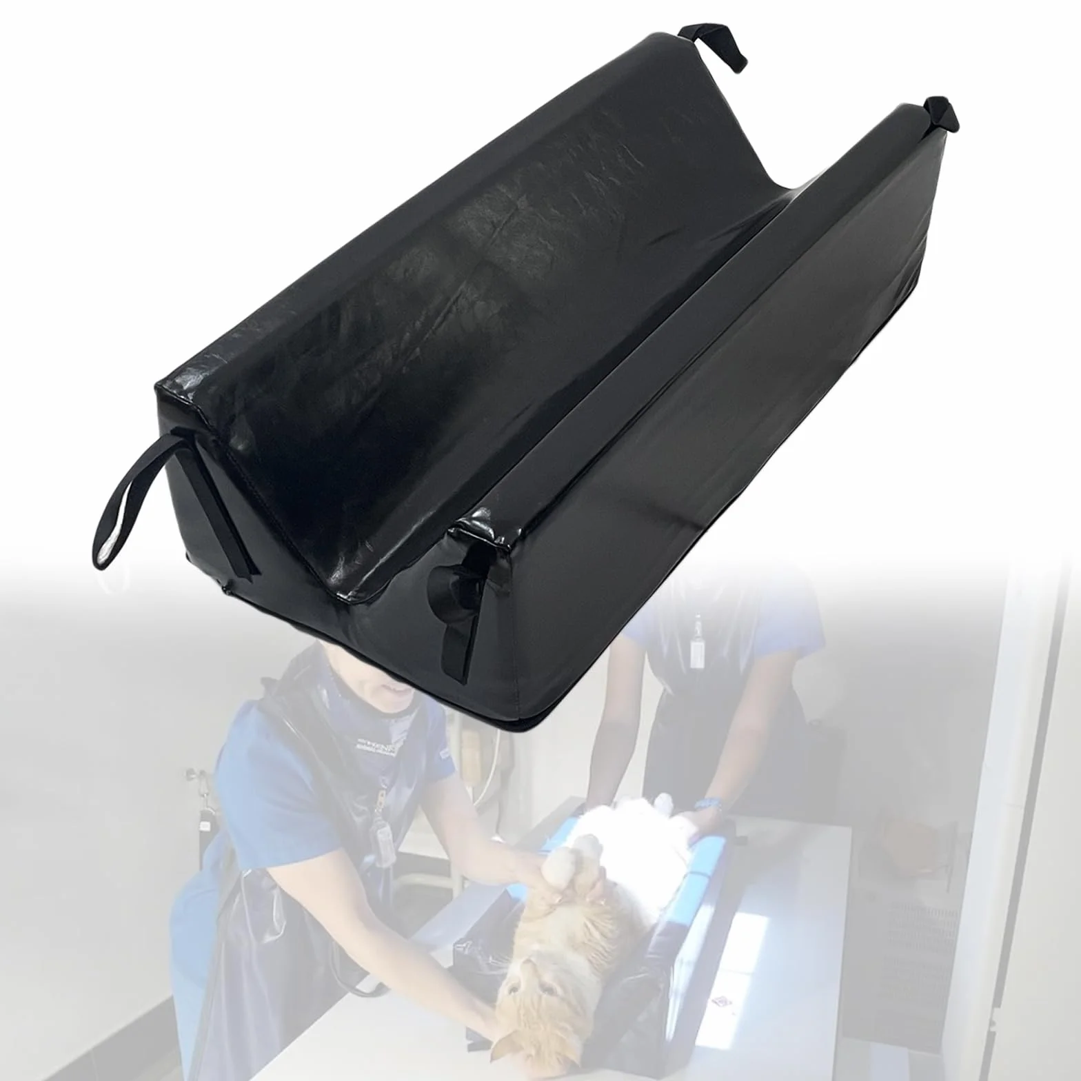 Posicionador de ultrasonido para mascotas – Cuña inmovilizador de rayos X veterinaria, comederos en forma de V, suministros de diagnóstico abdominal para gatos y perros (largo x ancho x 9 pulgadas de