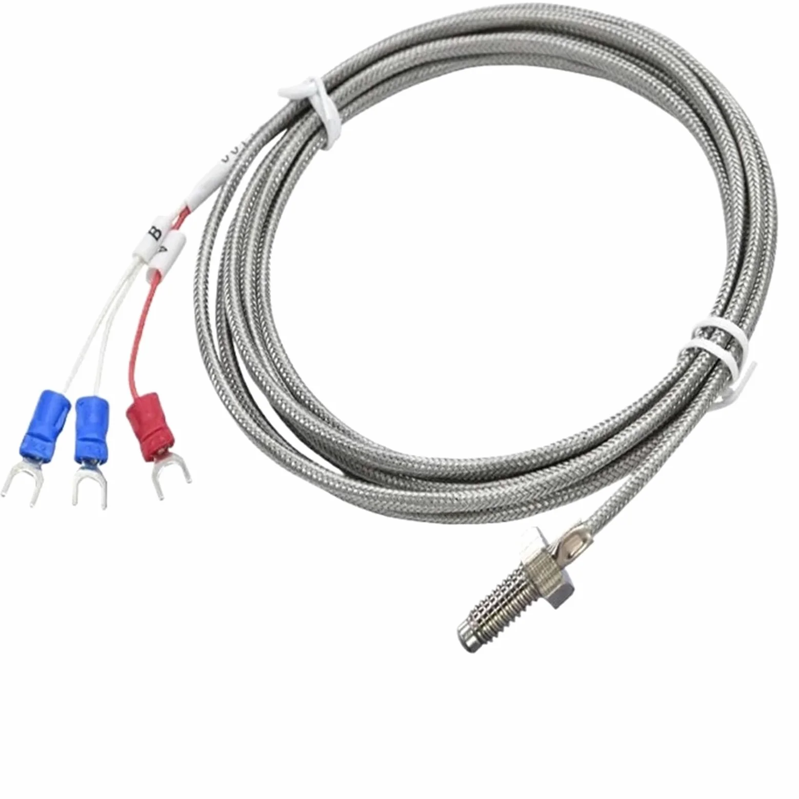 Sensor de temperatura de tornillo M6 PT100/PT1000, sonda de temperatura de resorte, alta precisión, alta temperatura, instrumento de medición, 500 ℃(PT100 A L 5M)