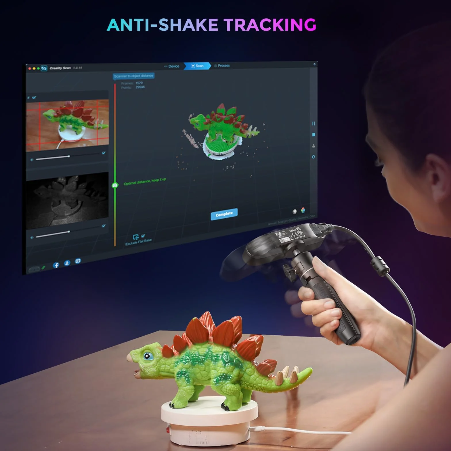 Creality CR-Ferret SE - Escáner 3D de 0,1 mm de alta precisión, escáner 3D de escritorio, rango de escaneo flexible, antivibración, escaneo rápido a todo color de 24 bits para Mac Windows