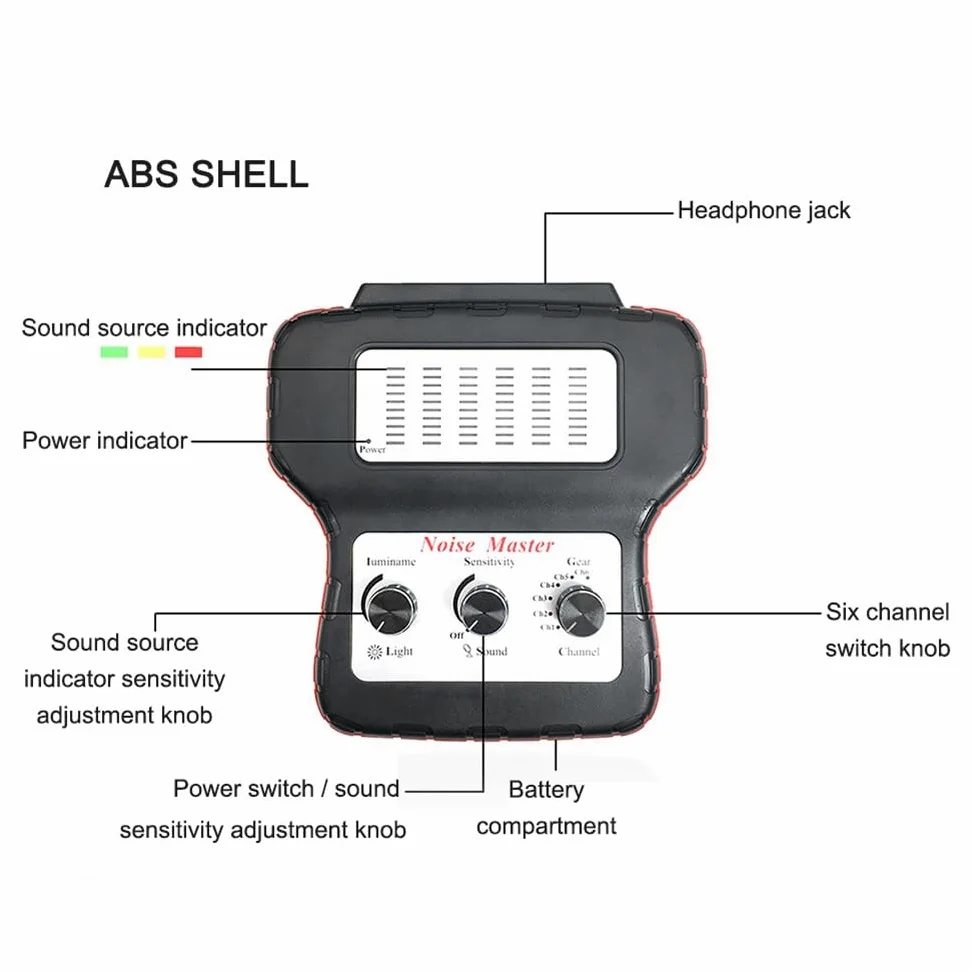 Estetoscopio Electrónico Buscador de Ruido para Automóvil Máquina de Diagnóstico Detector de Ruido Multicanal Detector de Sonido Anormal