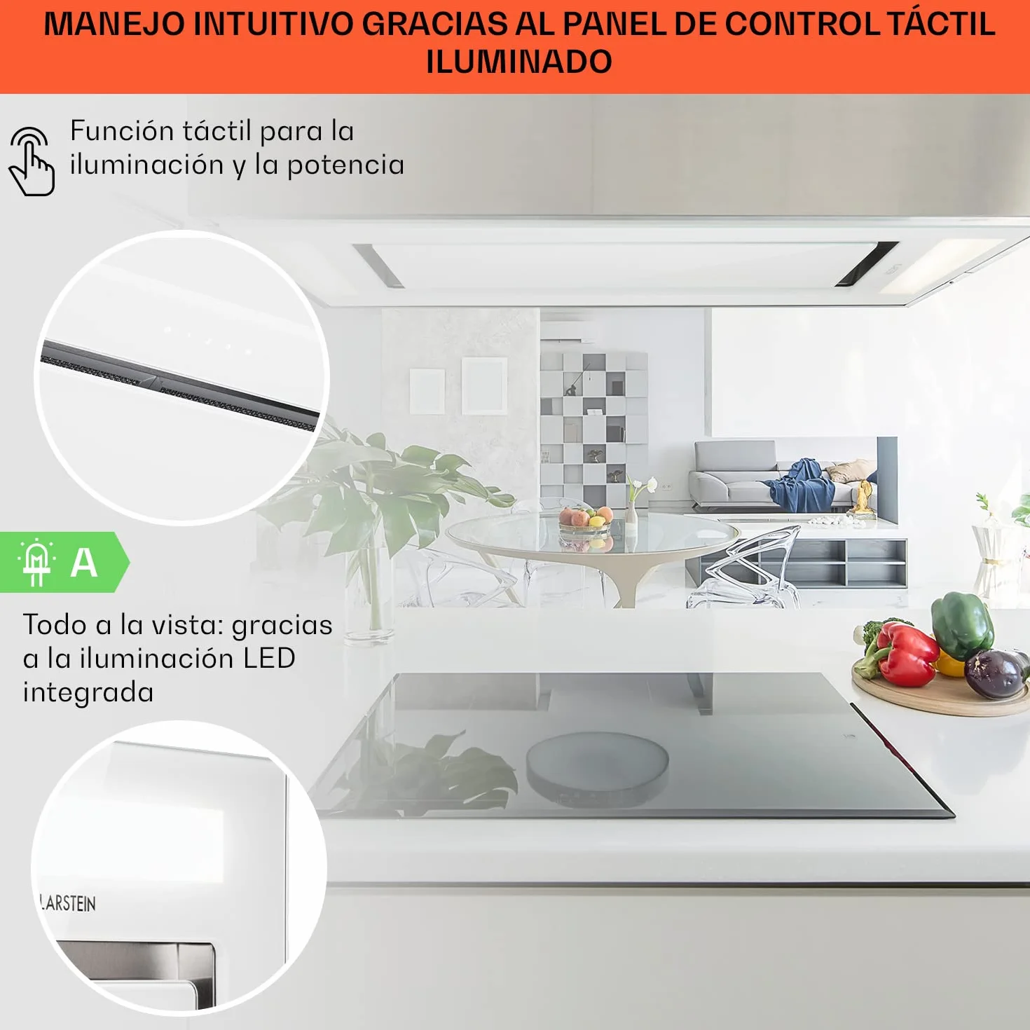 Klarstein Campana Extractora Empotrable 90 cm 230W 620m³/h Silencioso