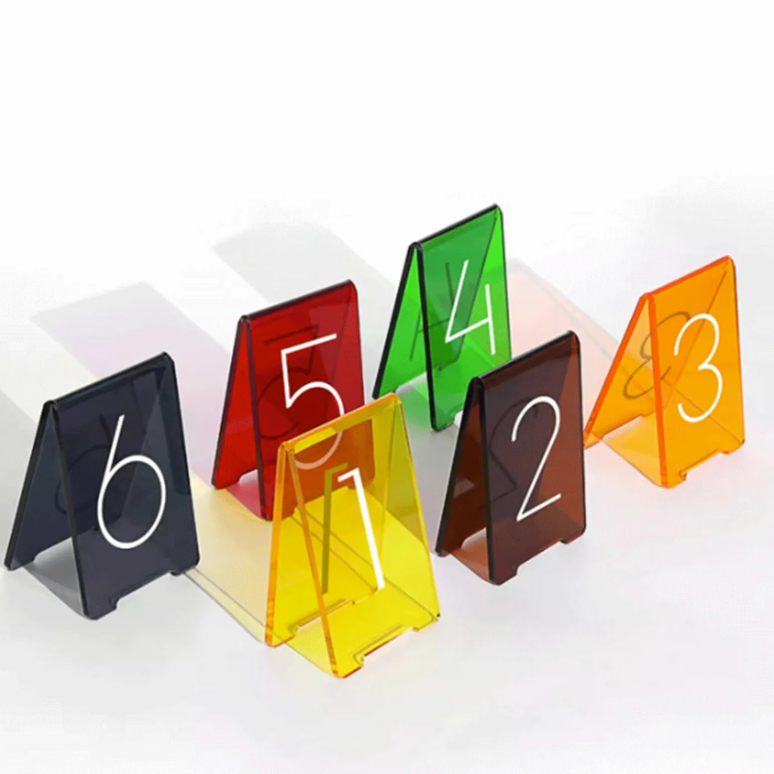 Mini Soporte para Menú De Mesa De Acrílico Translúcido, 6 Piezas, Soporte para Números De Mesa Multicolor, Tarjetas De Lugar Acrílicas para Comedor, Restaurante (Rojo Rosa 45485)