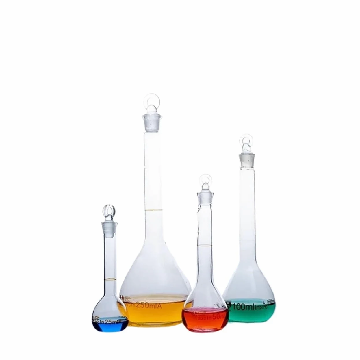Matraz de vidrio para laboratorio, Matraz aforado de vidrio con tapón esmerilador, varios tamaños (5-1000 ml)(25ml)