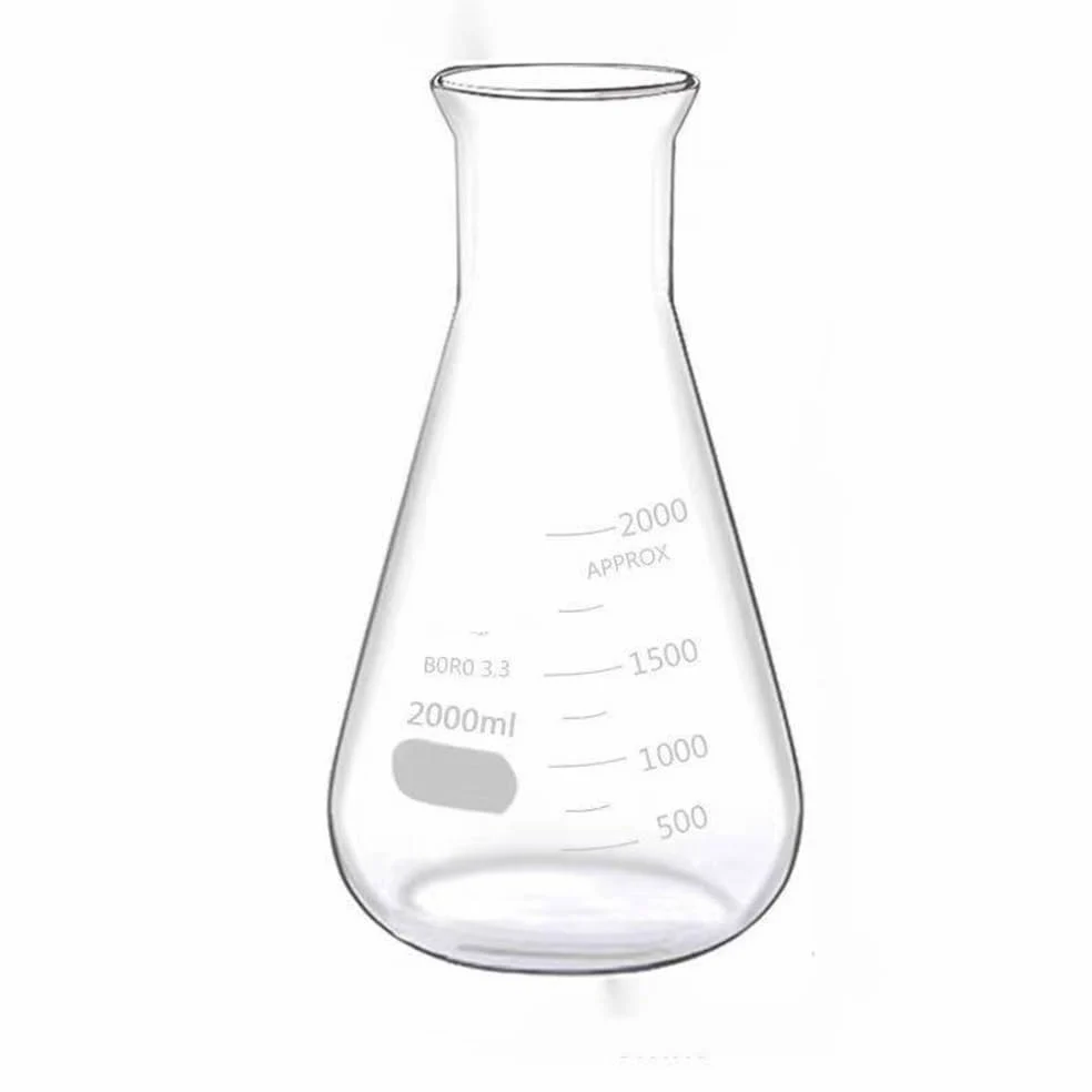 Matraz Erlenmeyer Cónico Vidrio Borosilicato G3.3, Suministro Lab 1Pza | 50/100/150/200/250/300/500/1000/2000/3000/5000ml(2000)