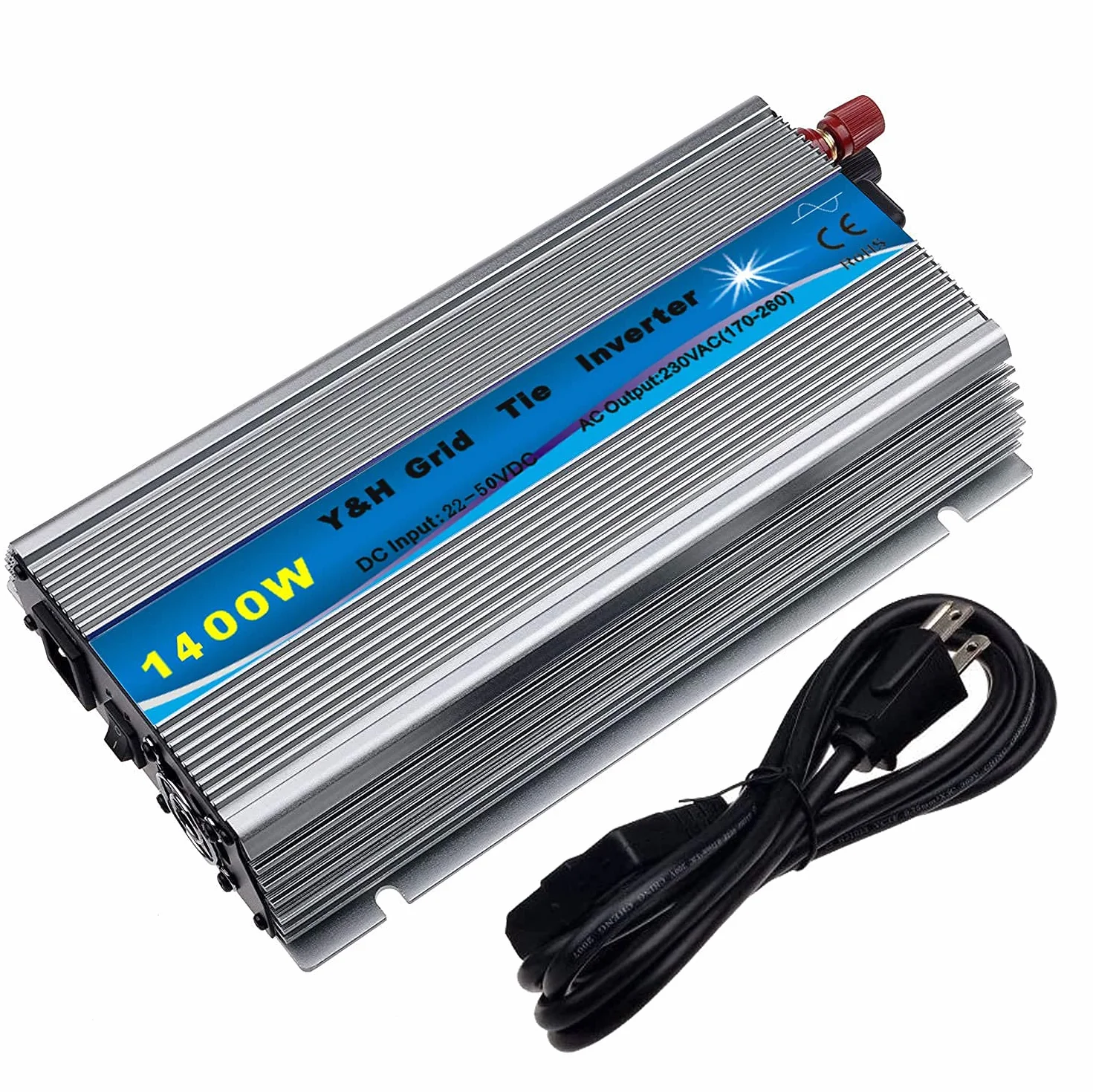 Y&H 1400W Inversor de conexión a red MPPT Onda sinusoidal pura DC20-45V Entrada solar AC220V Inversor Inyeccion a Red Para panel solar de 24V 30V 36V