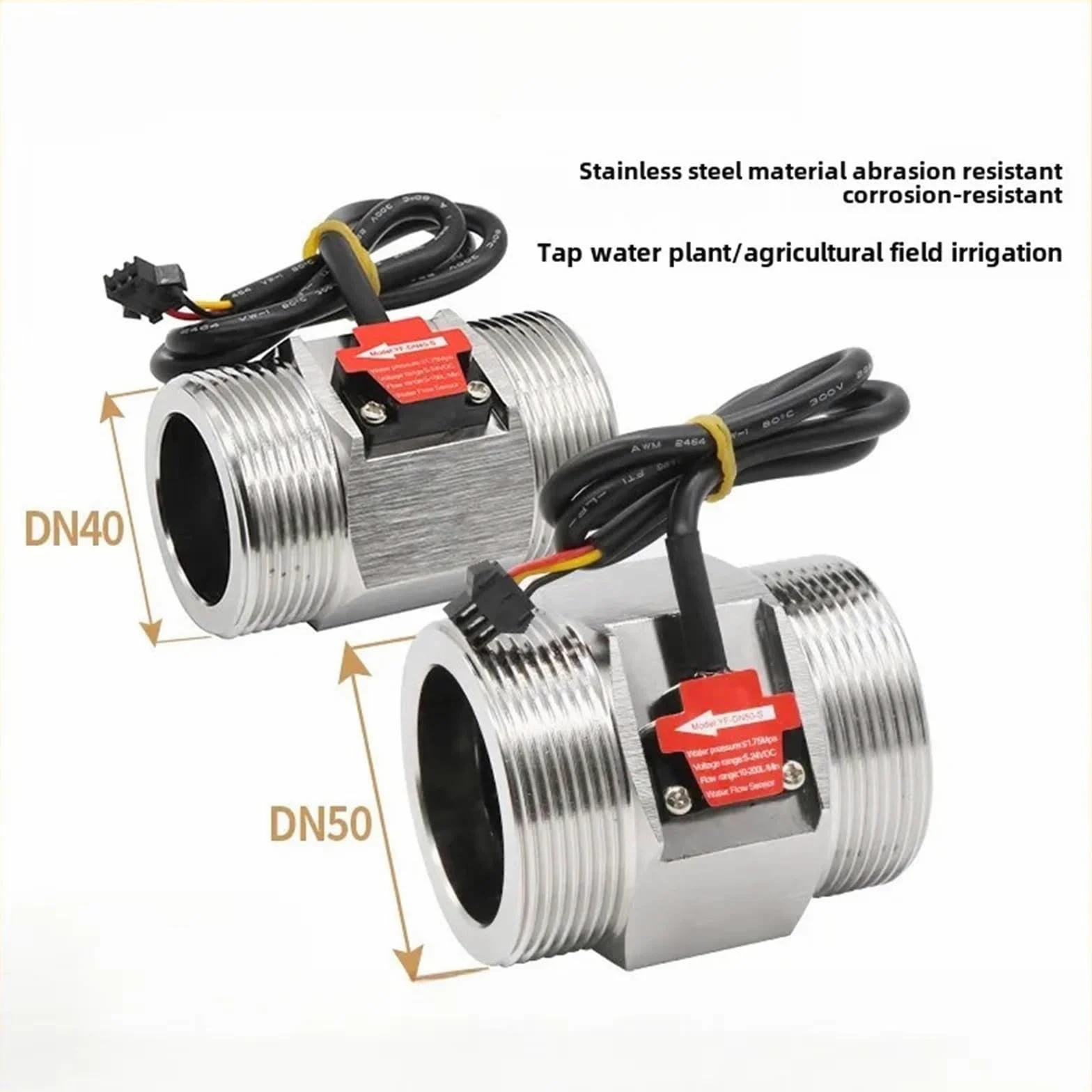 Sensor de Flujo de Agua de Acero Inoxidable 304, detección de Flujo de Agua Dn40 Dn50, caudalímetro Hall de 1,5 Pulgadas G2(YF-DN40-S)