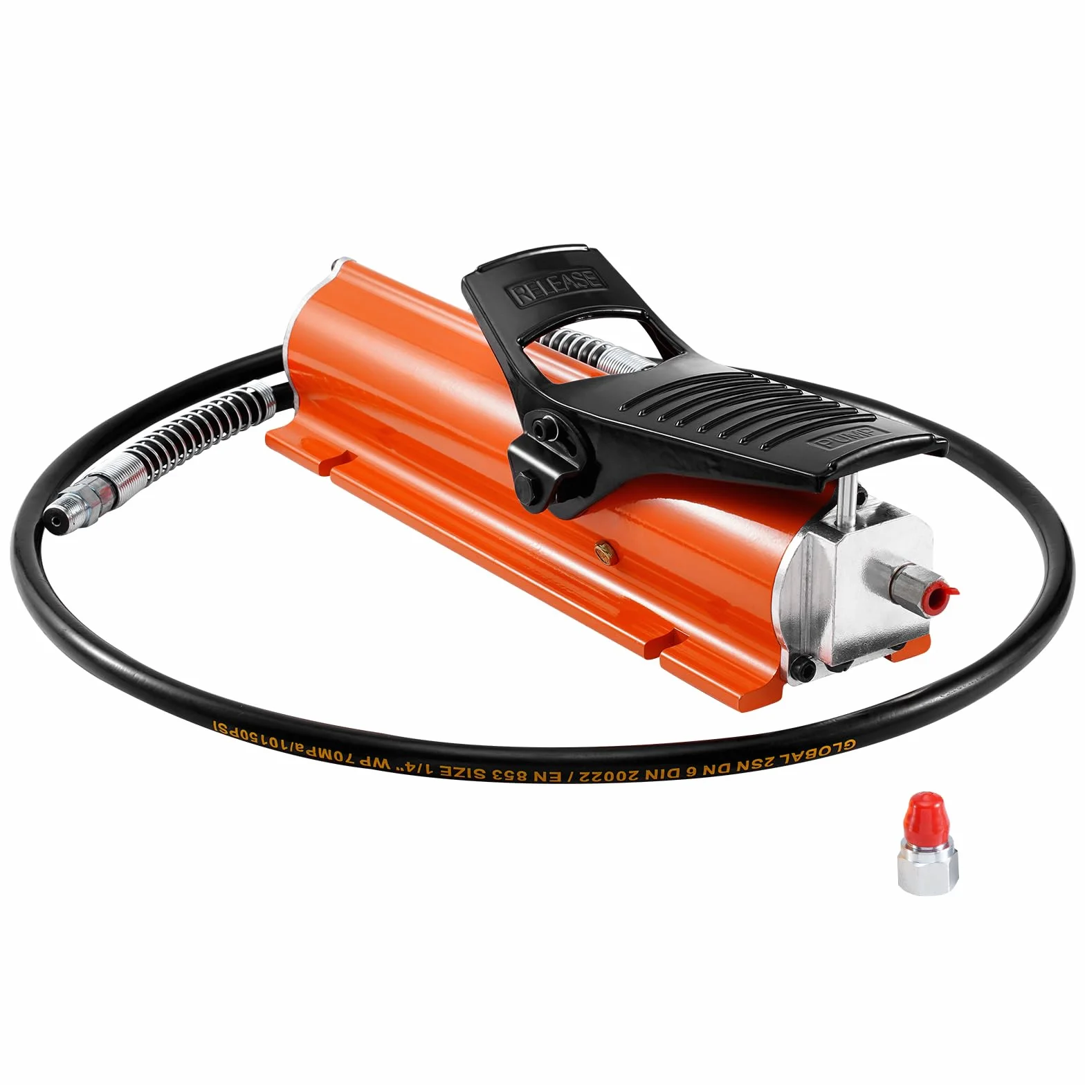 VEVOR Bomba Hidráulica Neumática de 10000 PSI con Depósito de 0,69 L, Salida de Aceite NPT de 16,66 mm, Entrada NPT de 13,7 mm, Carcasa de Metal, Bomba de Pedal Neumática para Equipo Aeroespacial