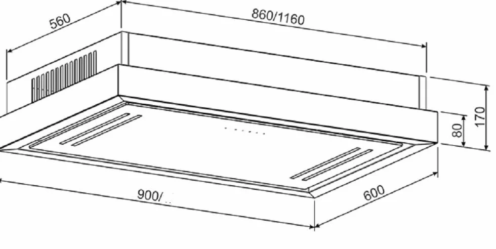 Campana extractora empotrada 90 cm cristal blanco acero inoxidable motor EBM 1000 m³/h ionización techo