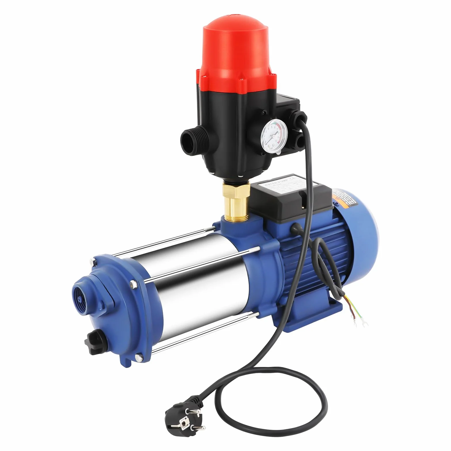 230 V 2500 W Bomba de agua centrífuga de acero inoxidable 2850 rpm, bomba de jardín con presostato de flujo 66,7 l/min para riego de granjas, riego de estanques