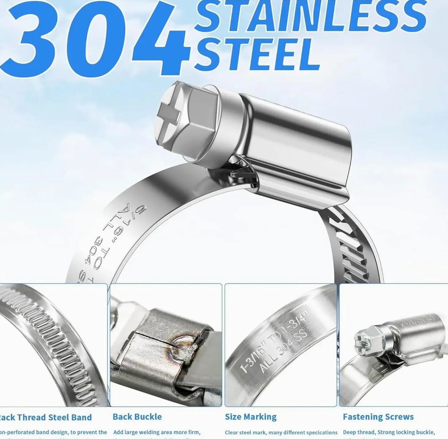 Abrazadera De Manguera 24 Uds 16-27mm Mini abrazadera de engranaje helicoidal sujetador metal pesado for instalación línea combustible vehículo(24pcs 32-50mm)