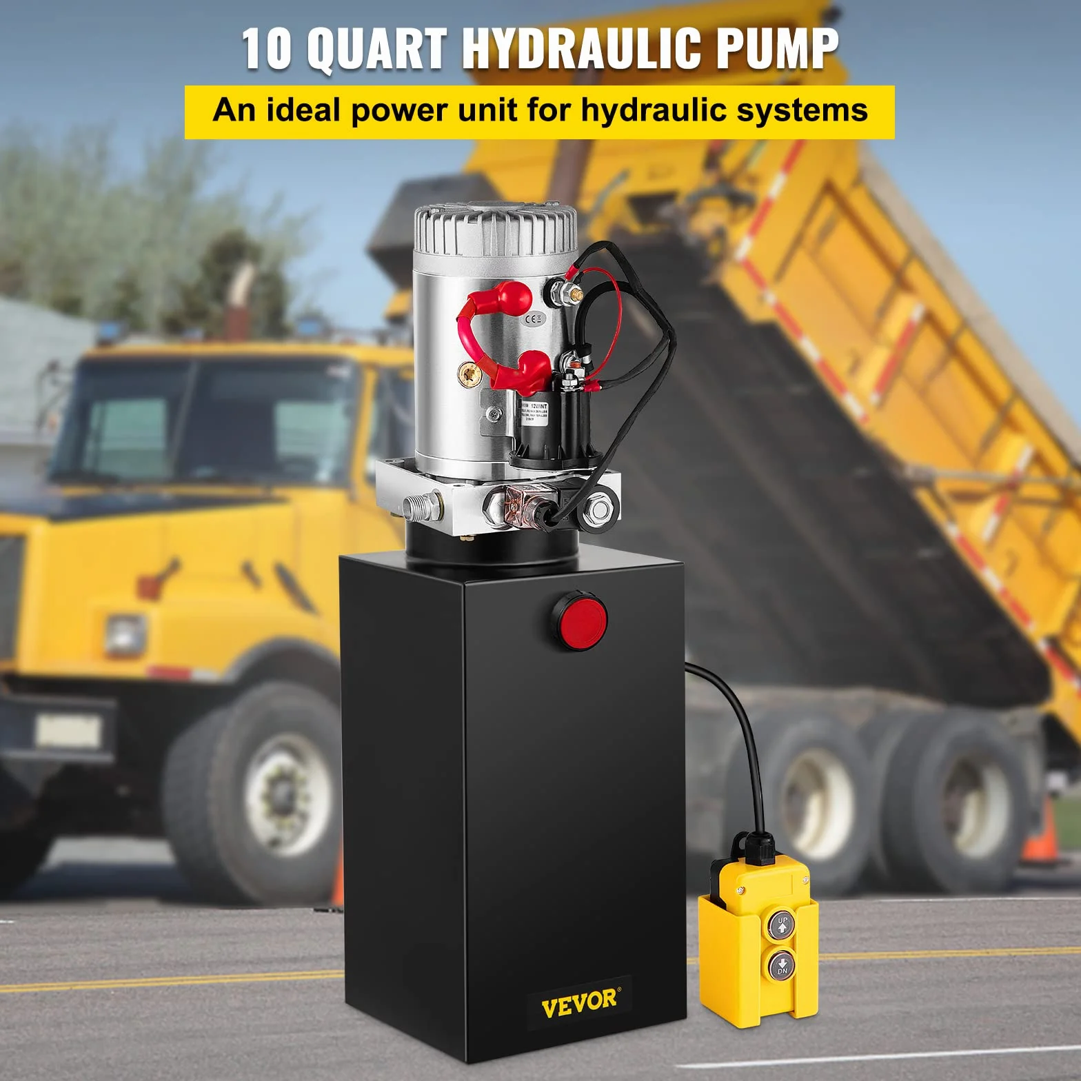 VEVOR Hidráulica de Acción Simple 10L Bomba Hidráulica Remolque Tanque 12V Cilindro Hidráulico para Elevador de Tijera Bomba Hidráulica con Efecto Simple