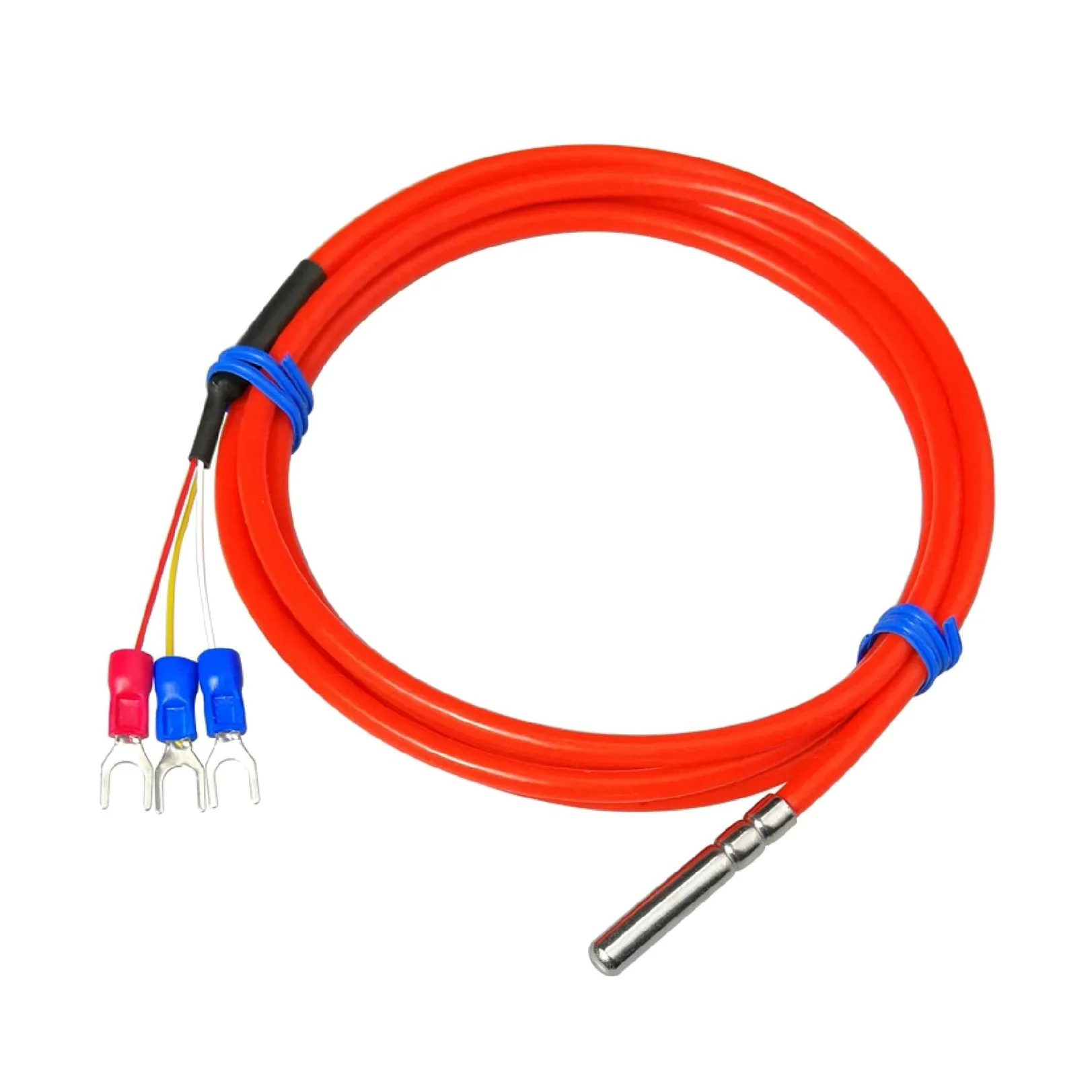 Sensor de Temperatura, Sensor PT100, sonda Cable Silicona, RTD Industrial Resistente al Calor y Aceite Acero Inoxidable(4 M)