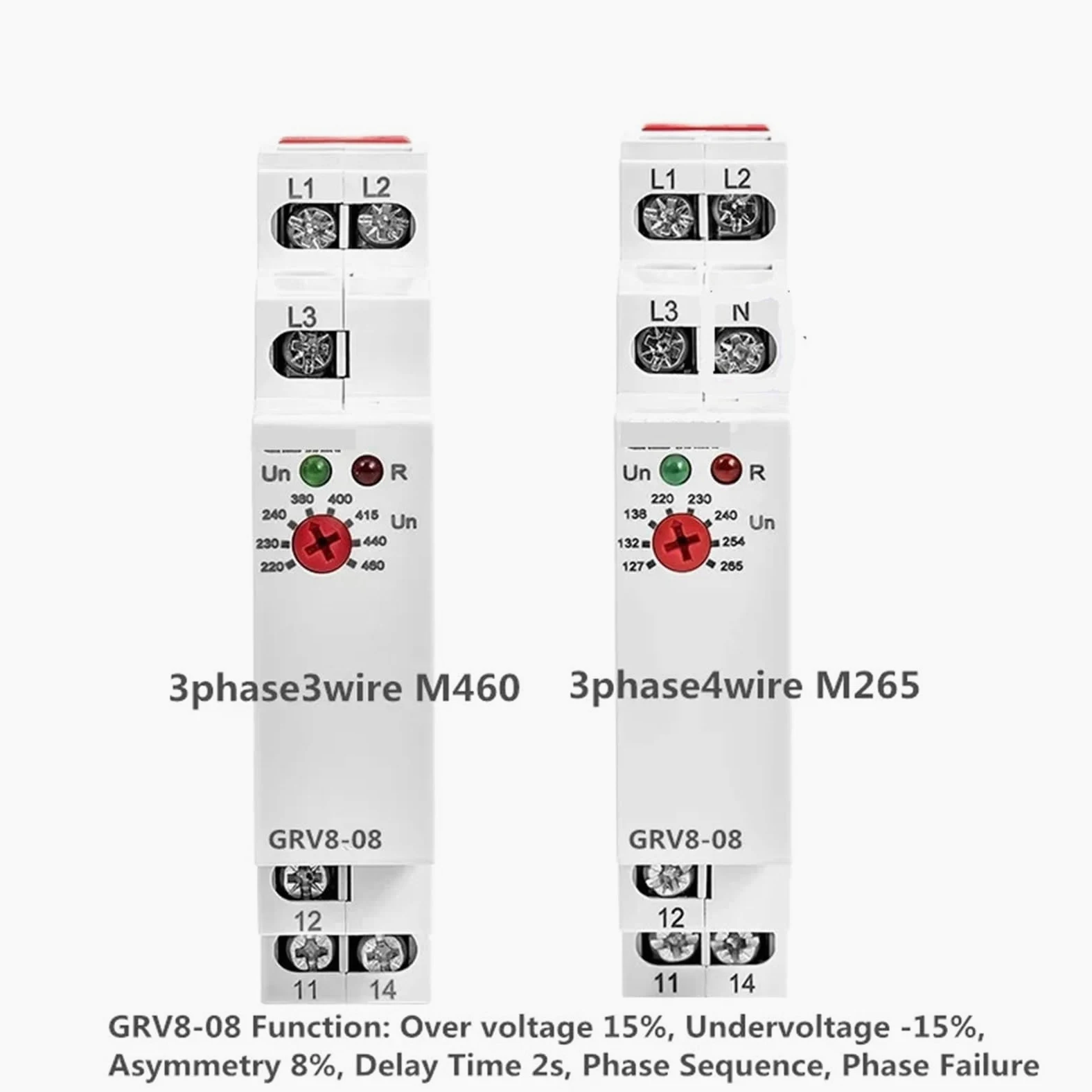 Relé de sobretensión y subtensión GRV8-08 Relé de control de asimetría de secuencia de fase y falla de fase 1 pieza(GRV8-08D M460)