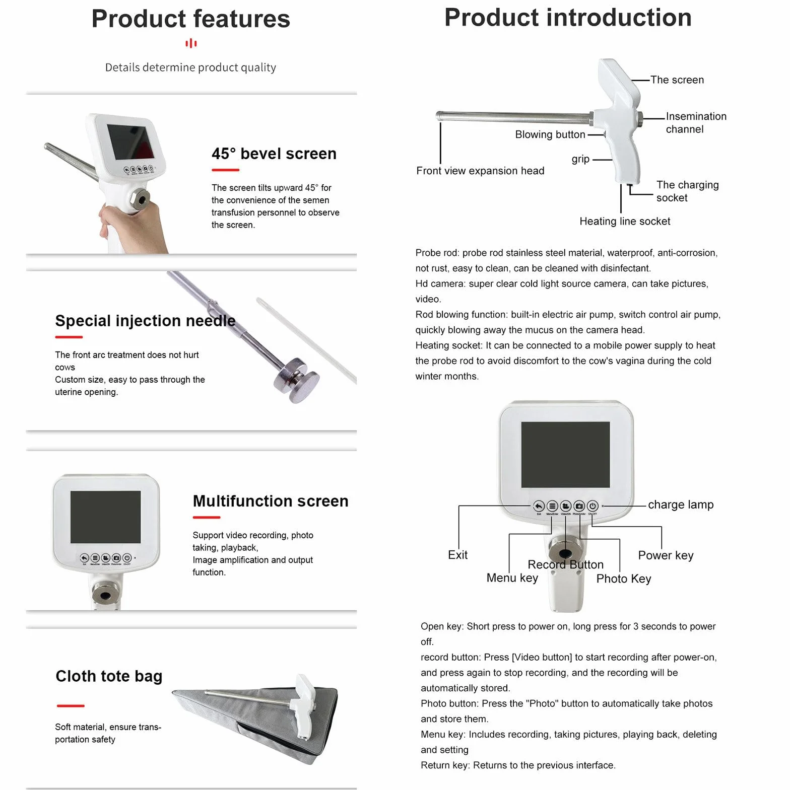 Kit Profesional De Inseminación Artificial con IA para Bovinos - Pistola De Inseminación Visual Y Herramientas Veterinarias para Una Cría óptima del Ganado