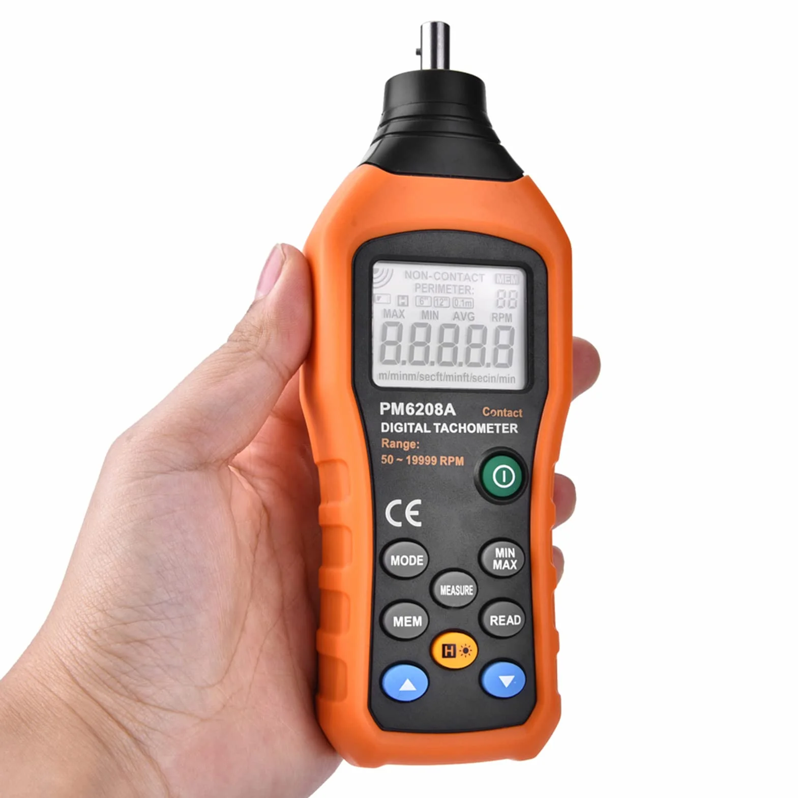 PEAKMETER PM6208A Medidor de tacómetro digital contacto Velocidad motor