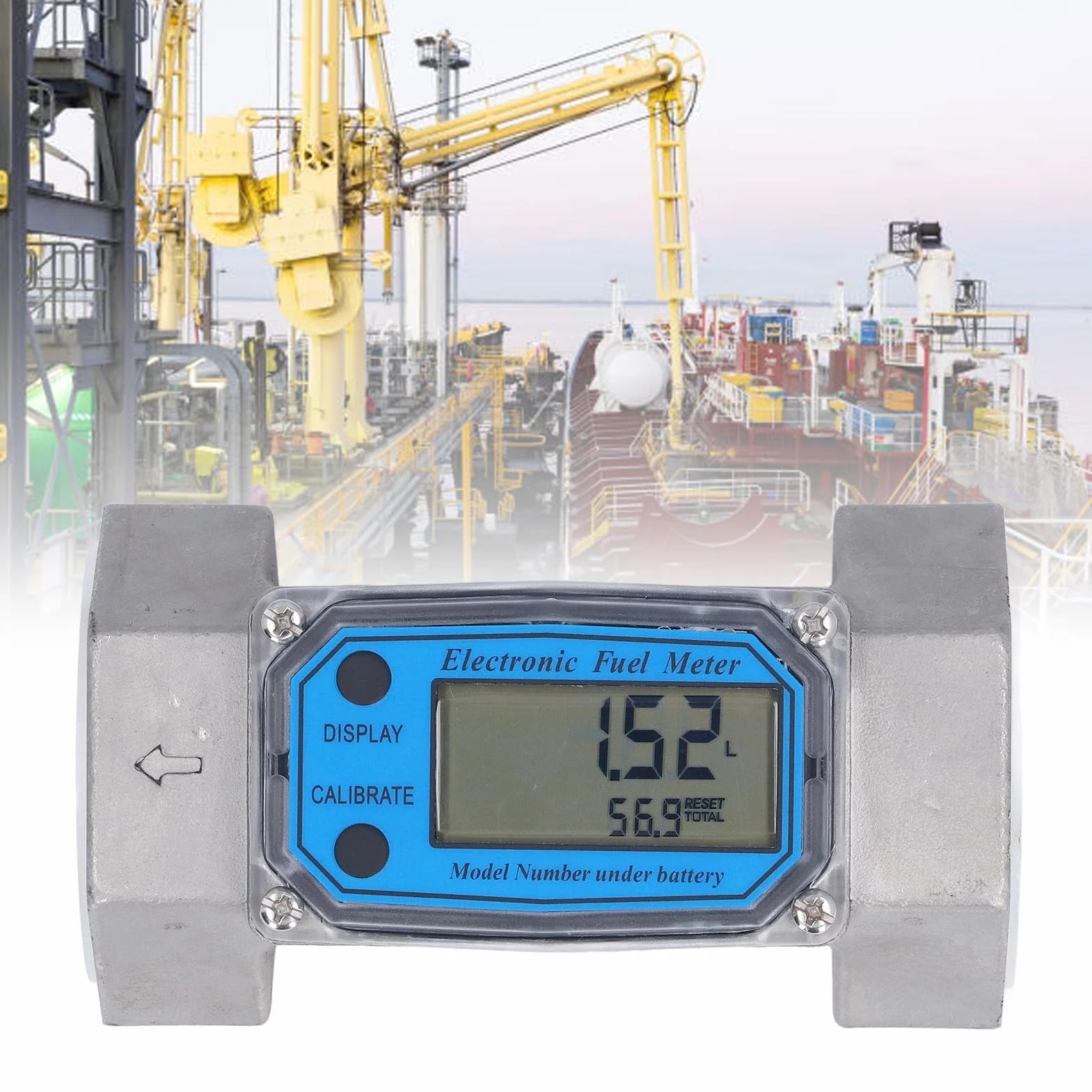 Caudalímetros Agua Digital, Acero Inoxidable Medidor de Flujo de Turbina de 2 Pulgadas 35-250 L/Min, Unidad L, GAL, PTS, QTS