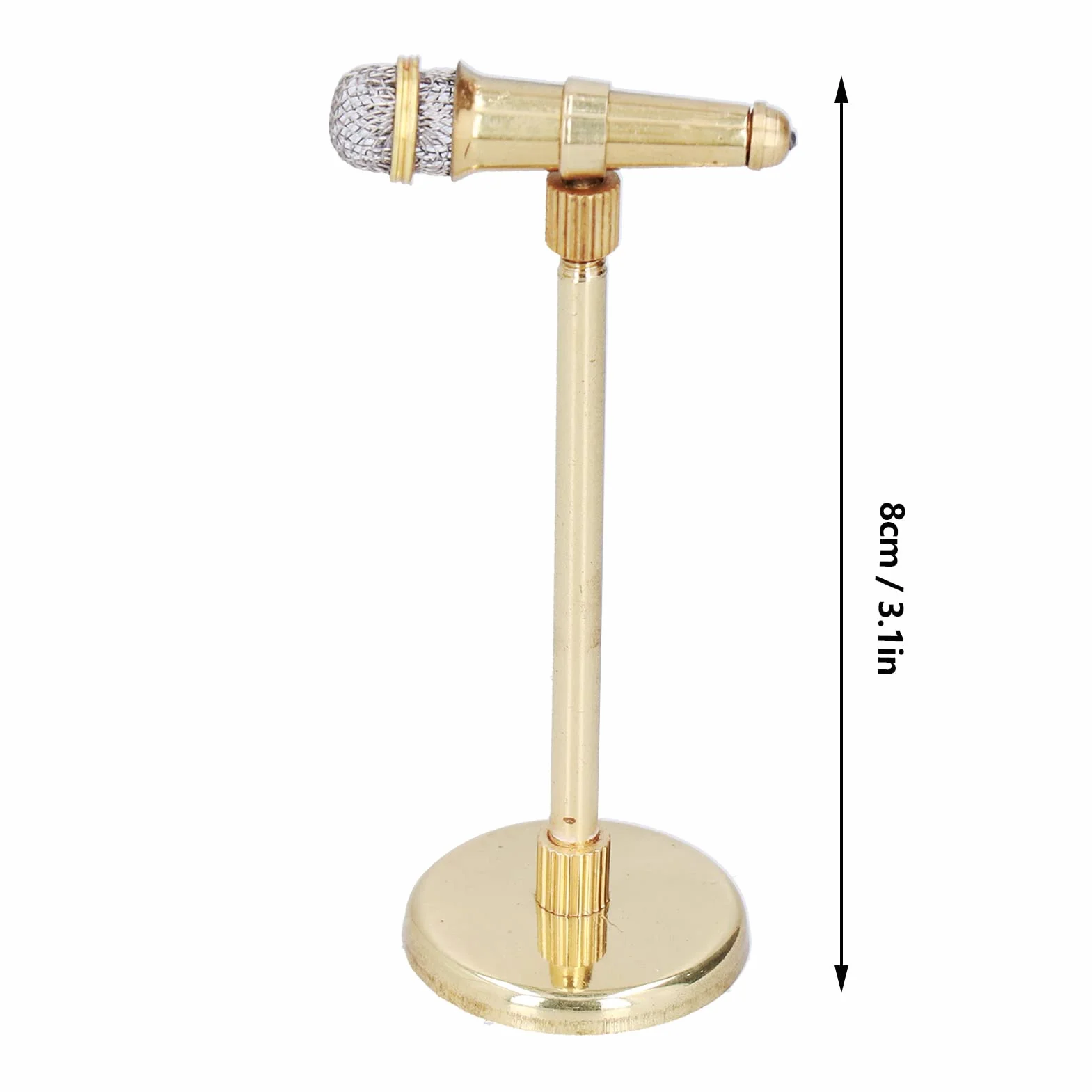 Micrófono en Miniatura de 8 cm, Mini Instrumento Musical, Soporte Dorado con Caja