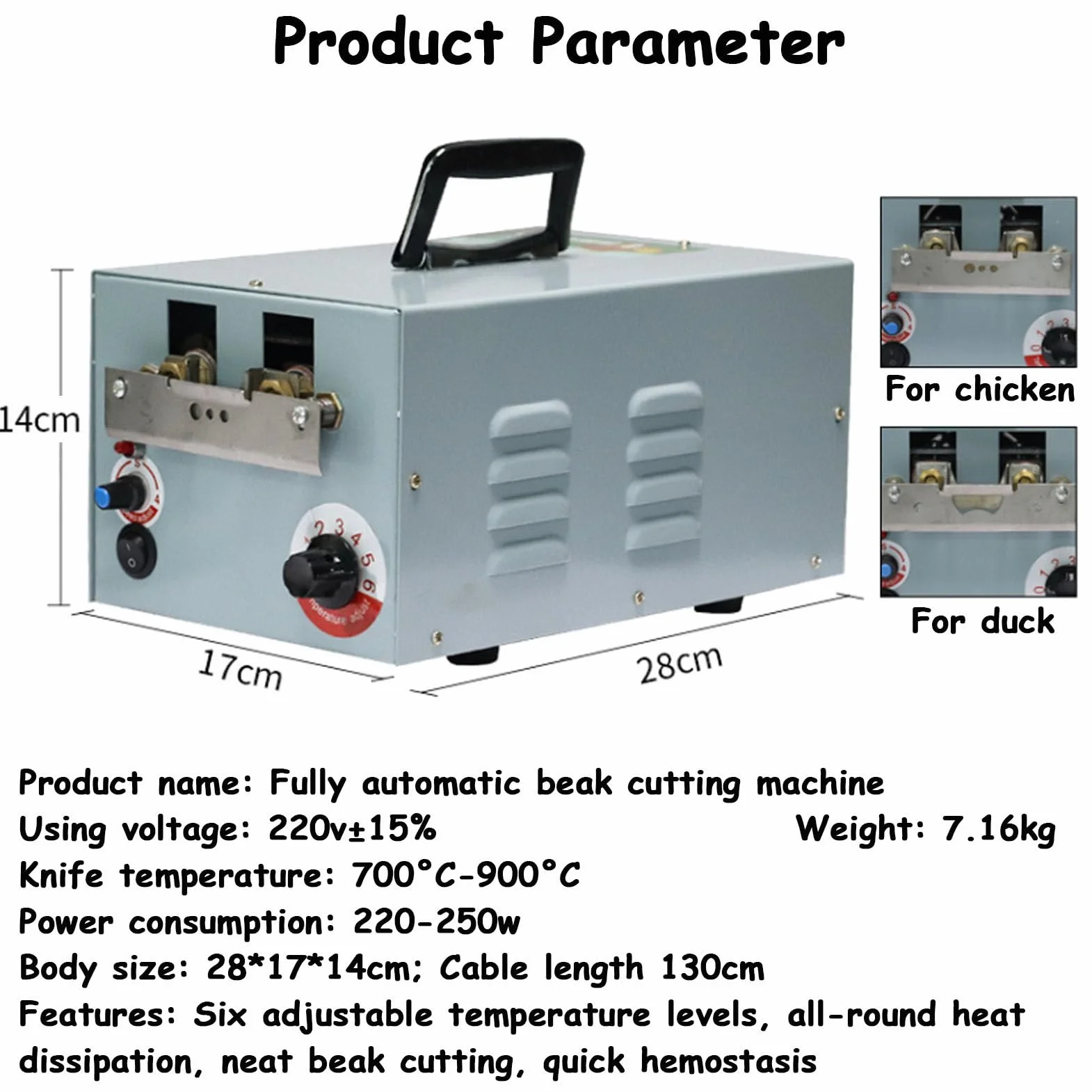 Máquina automática para despicar con 2 Cuchillas Máquina para Cortar Picos de Aves de Corral Máquina para Quitar Picos de Pollo Herramientas de Corte para despachar Polluelos y pájaros,Duck