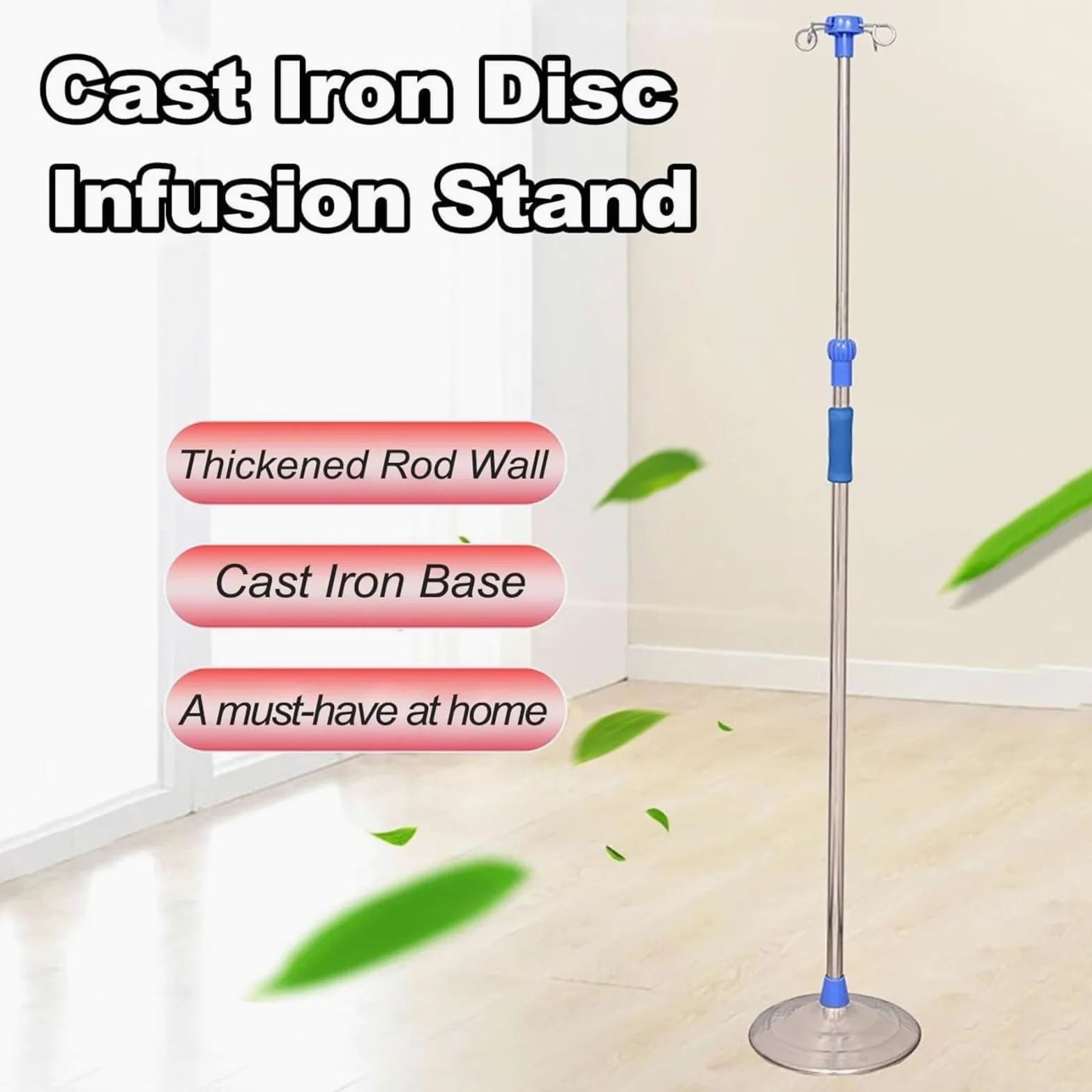 Soporte rodante for portasueros de acero inoxidable resistente portabotellas | Soporte for bolsa intravenosa de 4 puntas y altura ajustable 5 ruedas giratorias