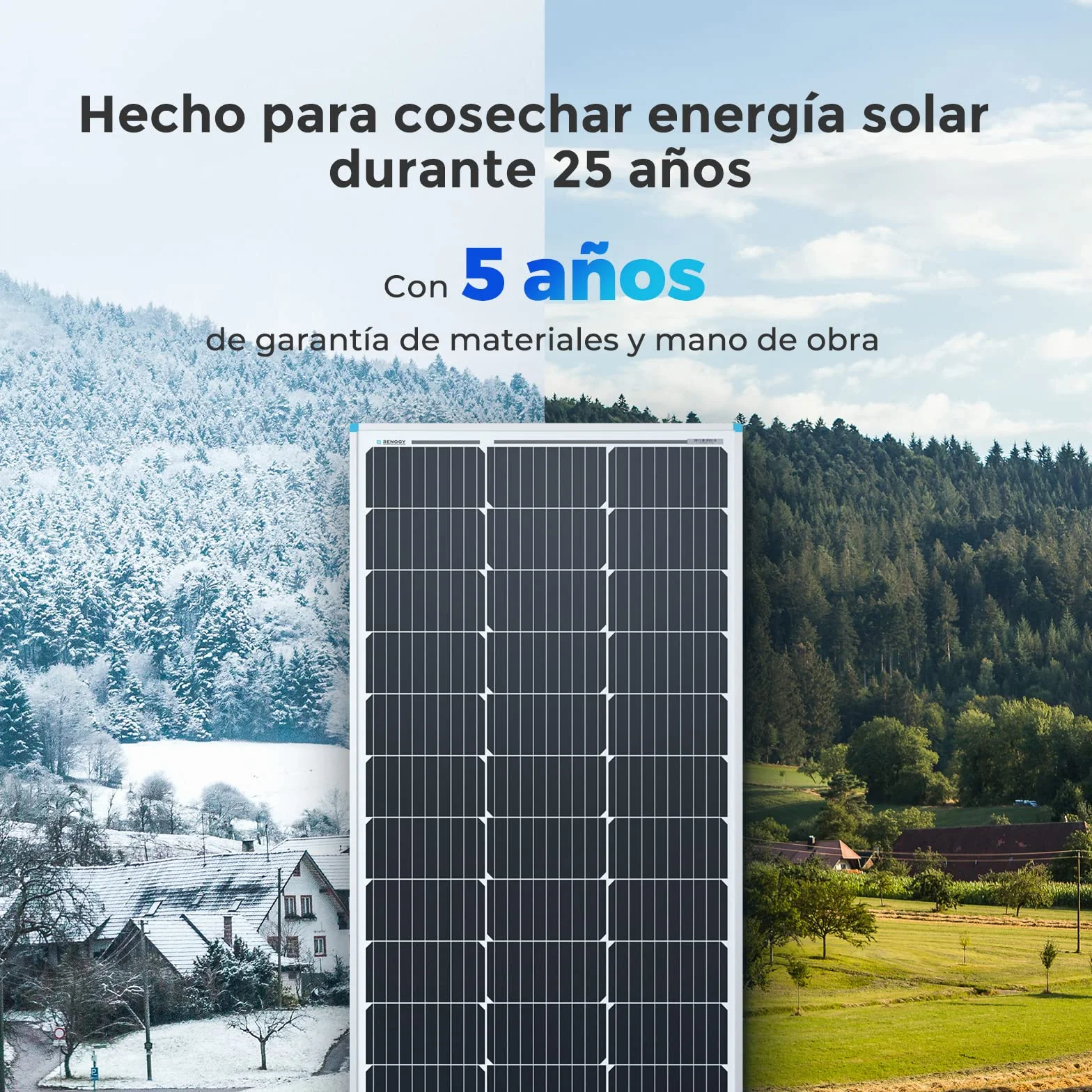 Renogy 2 X Placa Solar 100W 12V (200W), para Casa, para Furgoneta Coche Autocaravana Camping, Módulo Monocristalino para Cargar Batería