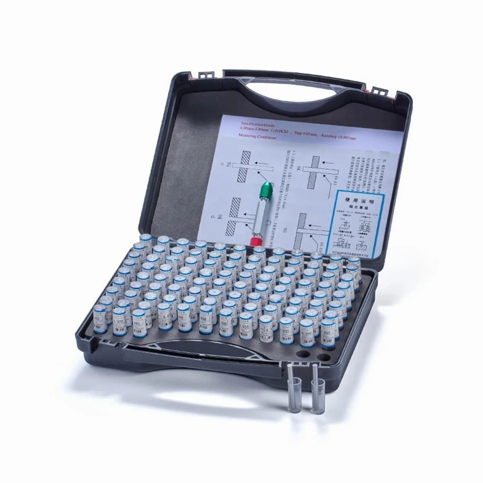 Juego De Calibradores De Precisión De 10mm, Paso 0,01/0,05/0,1mm, Herramientas De Inspección Y Calibración De Micrómetro De Acero Medición precisa(0.10-10.00mm 100Pcs)